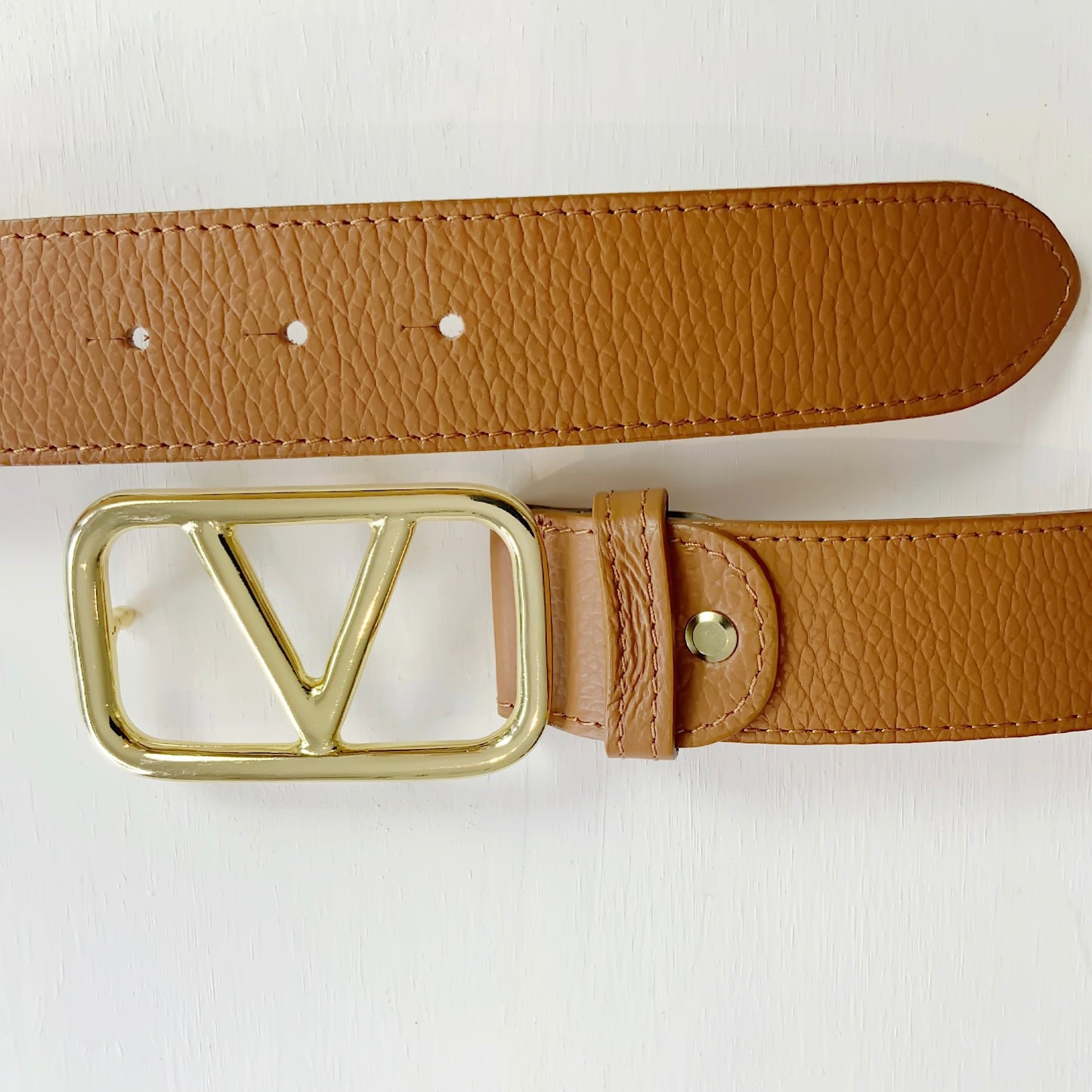 V-Buckle Leather Belt