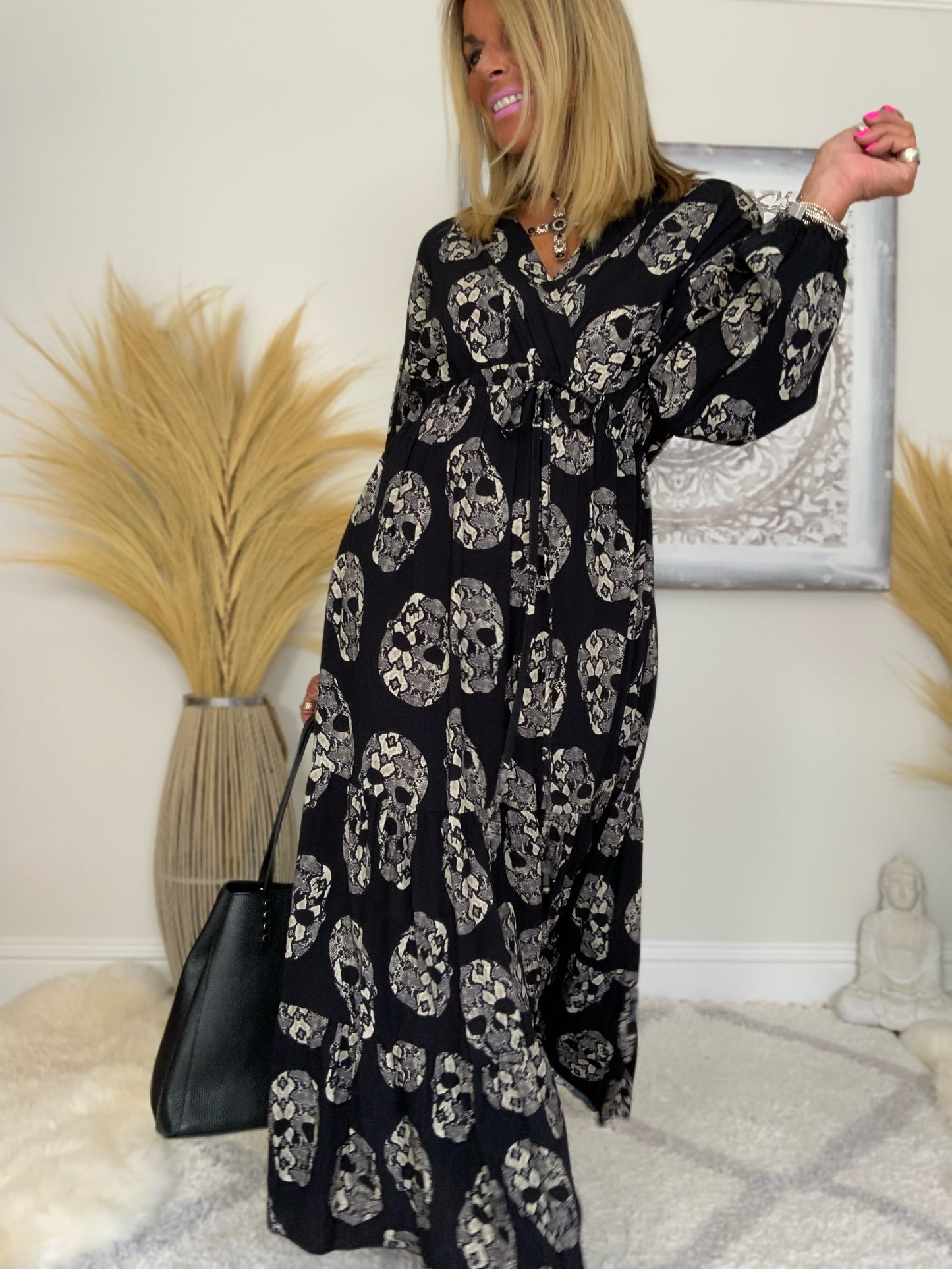 Skull Print Maxi Dress