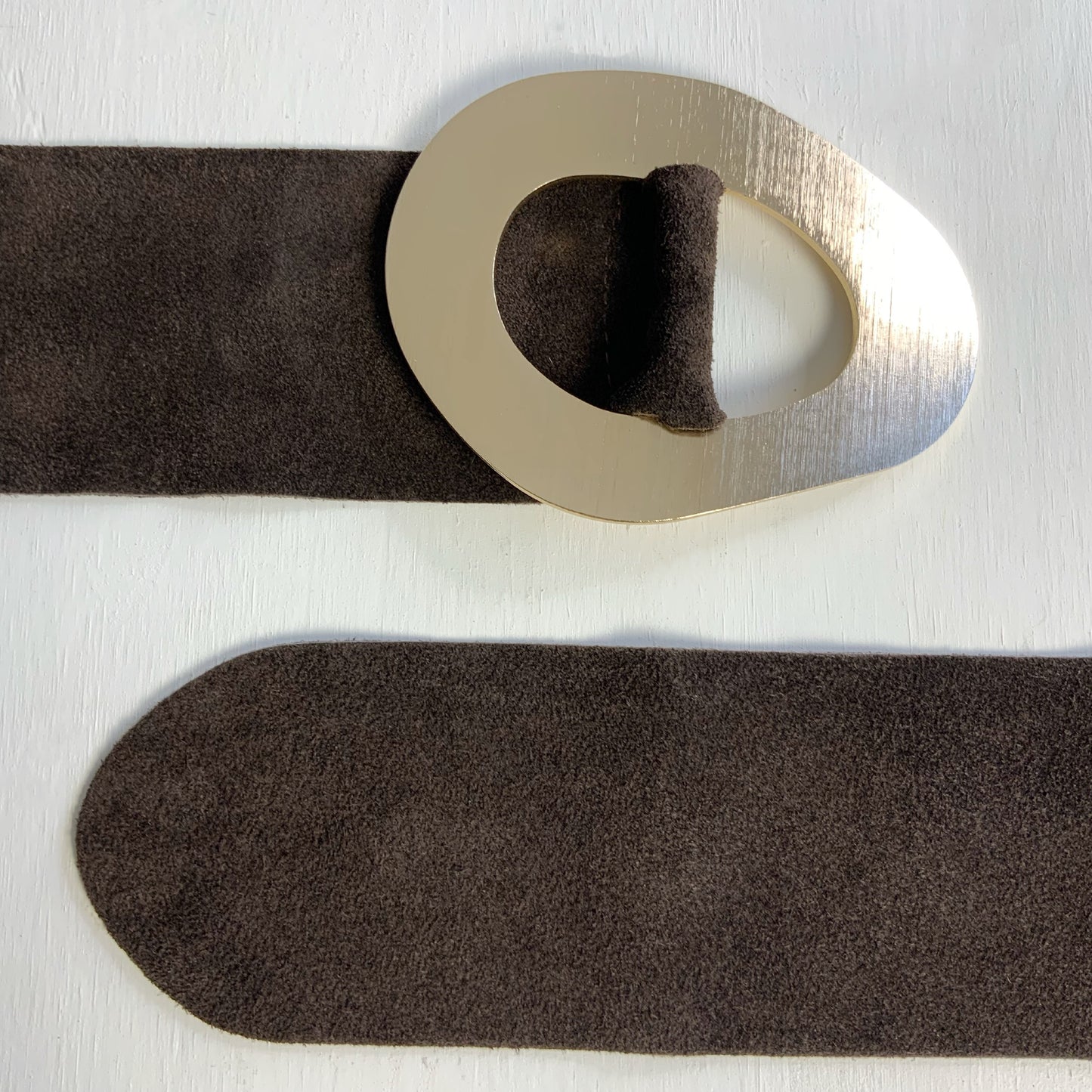 Gold Buckle Suede Belt