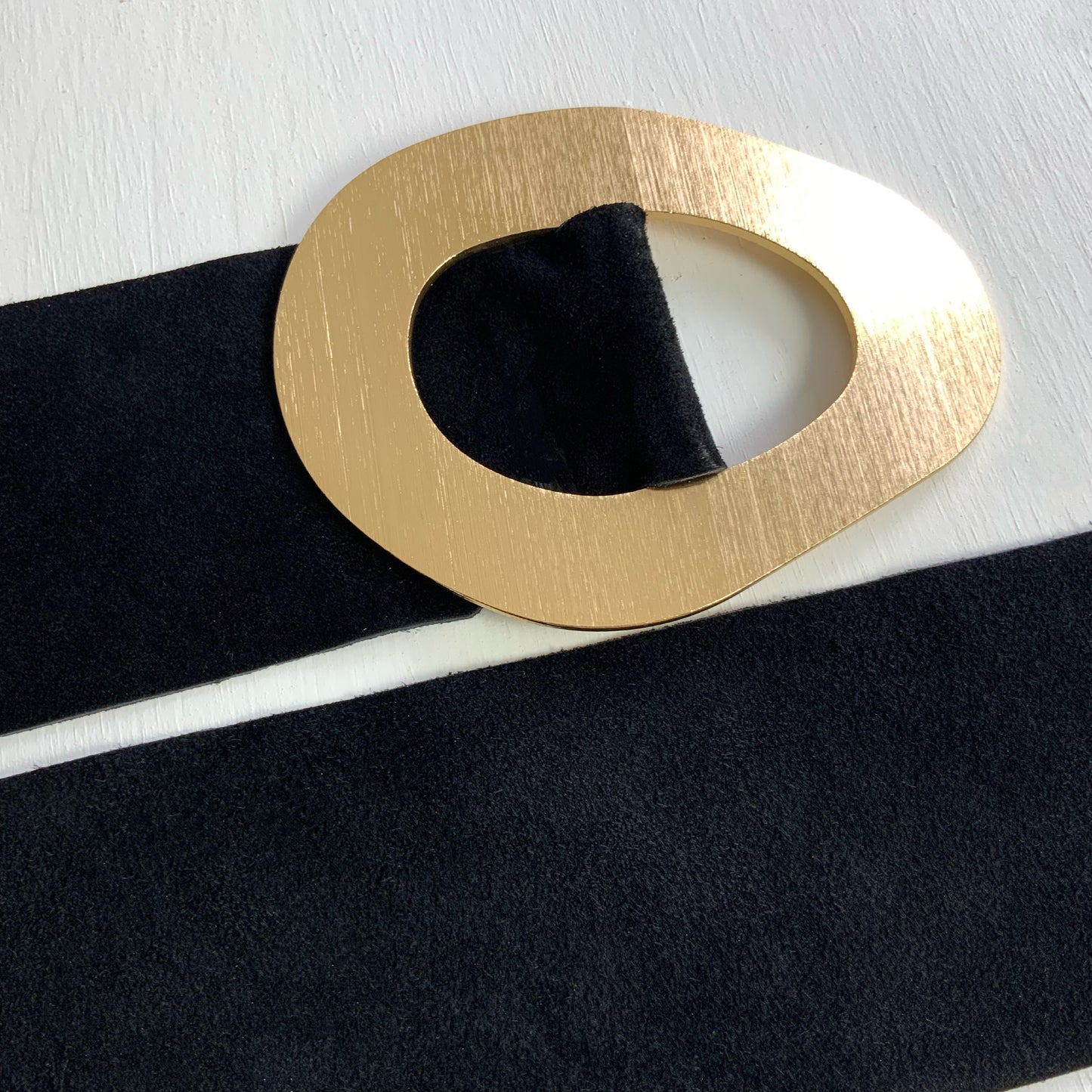 Gold Buckle Suede Belt
