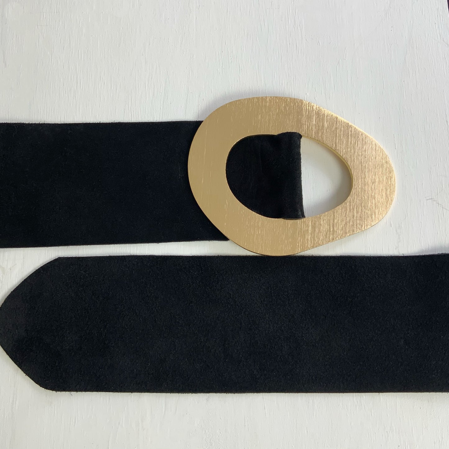 Gold Buckle Suede Belt