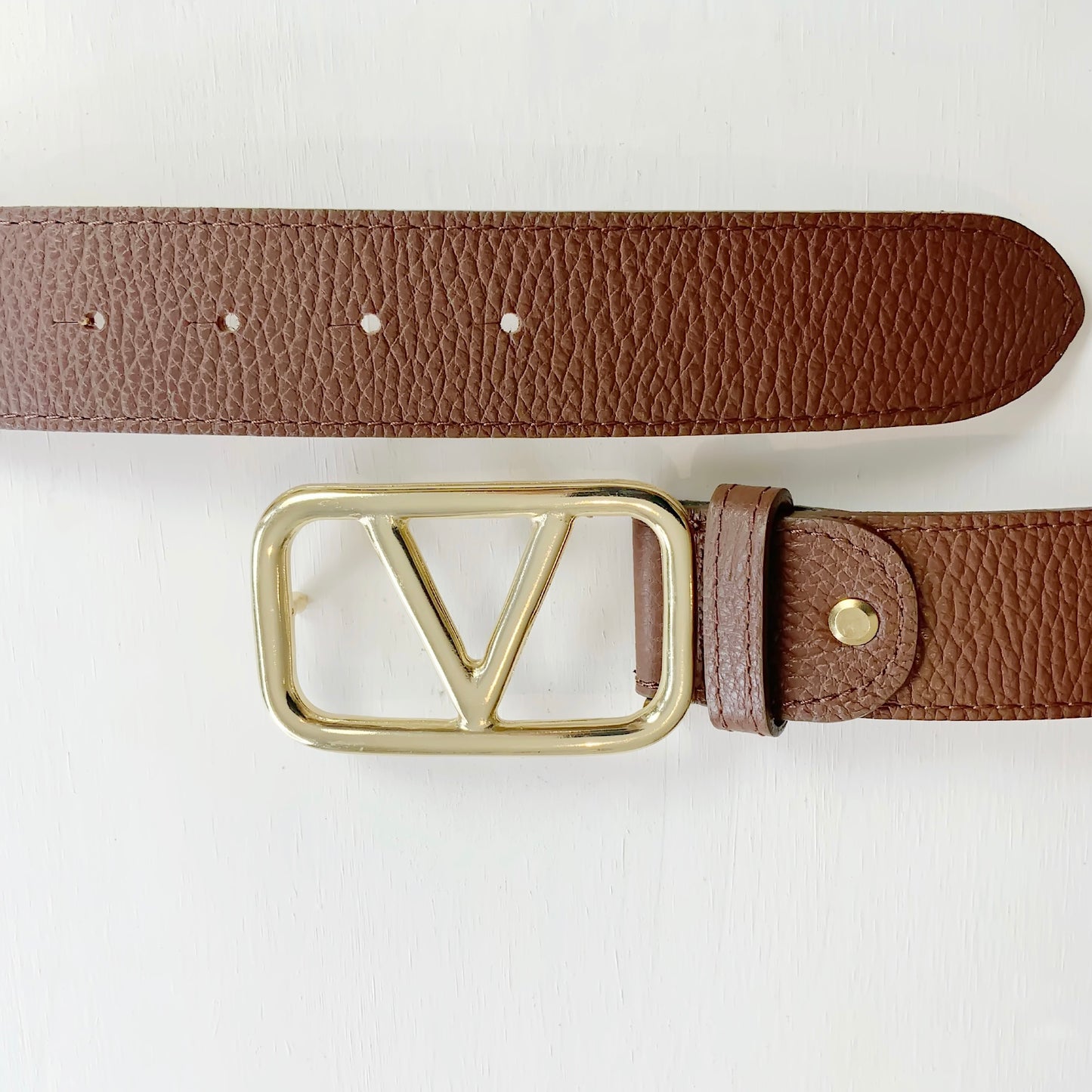 V-Buckle Leather Belt