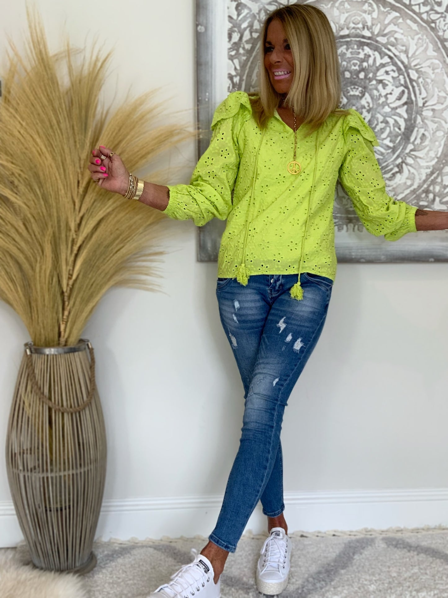 Monique Broderie Tassle Top