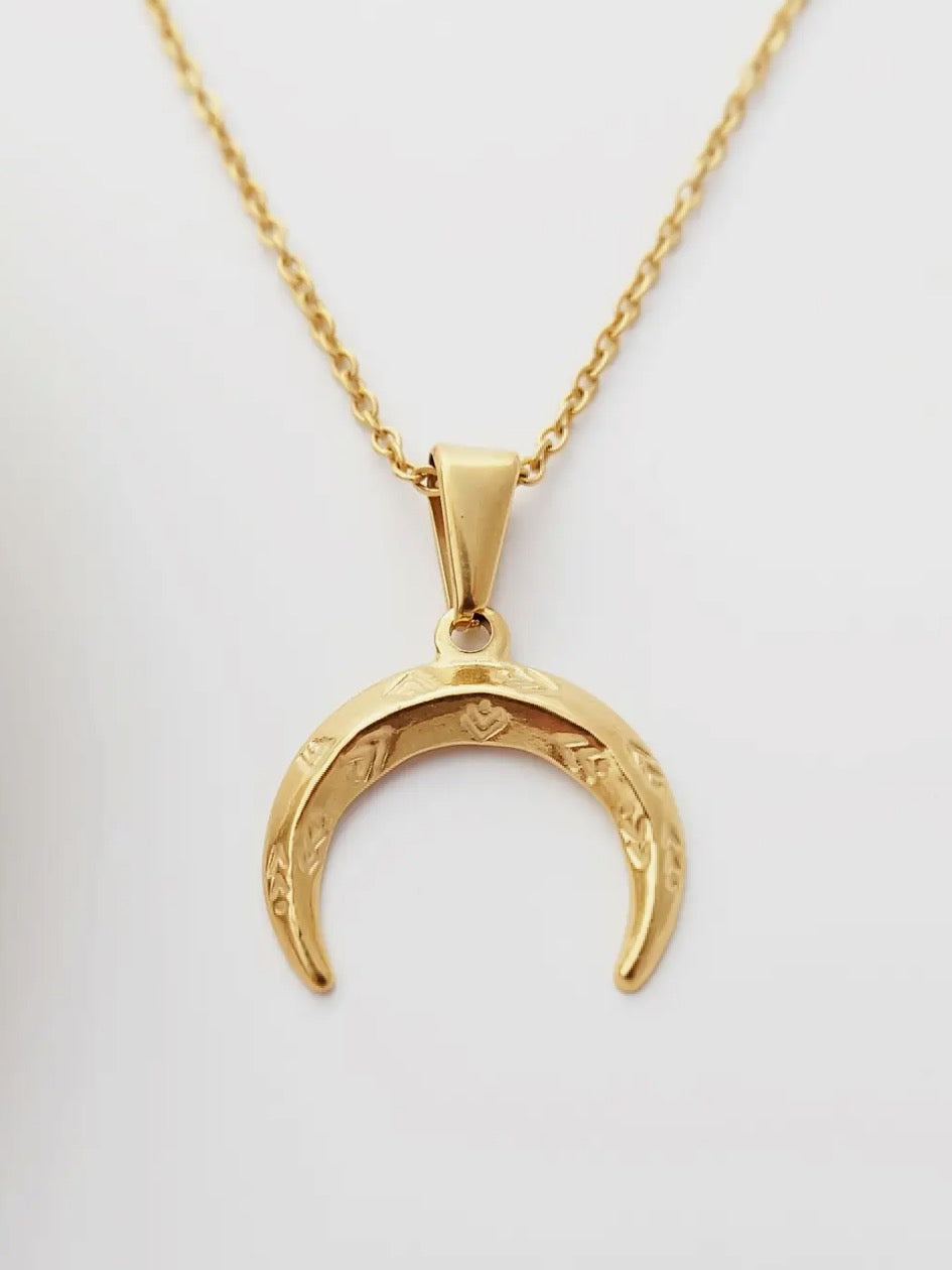 Solid gold moon on sale necklace