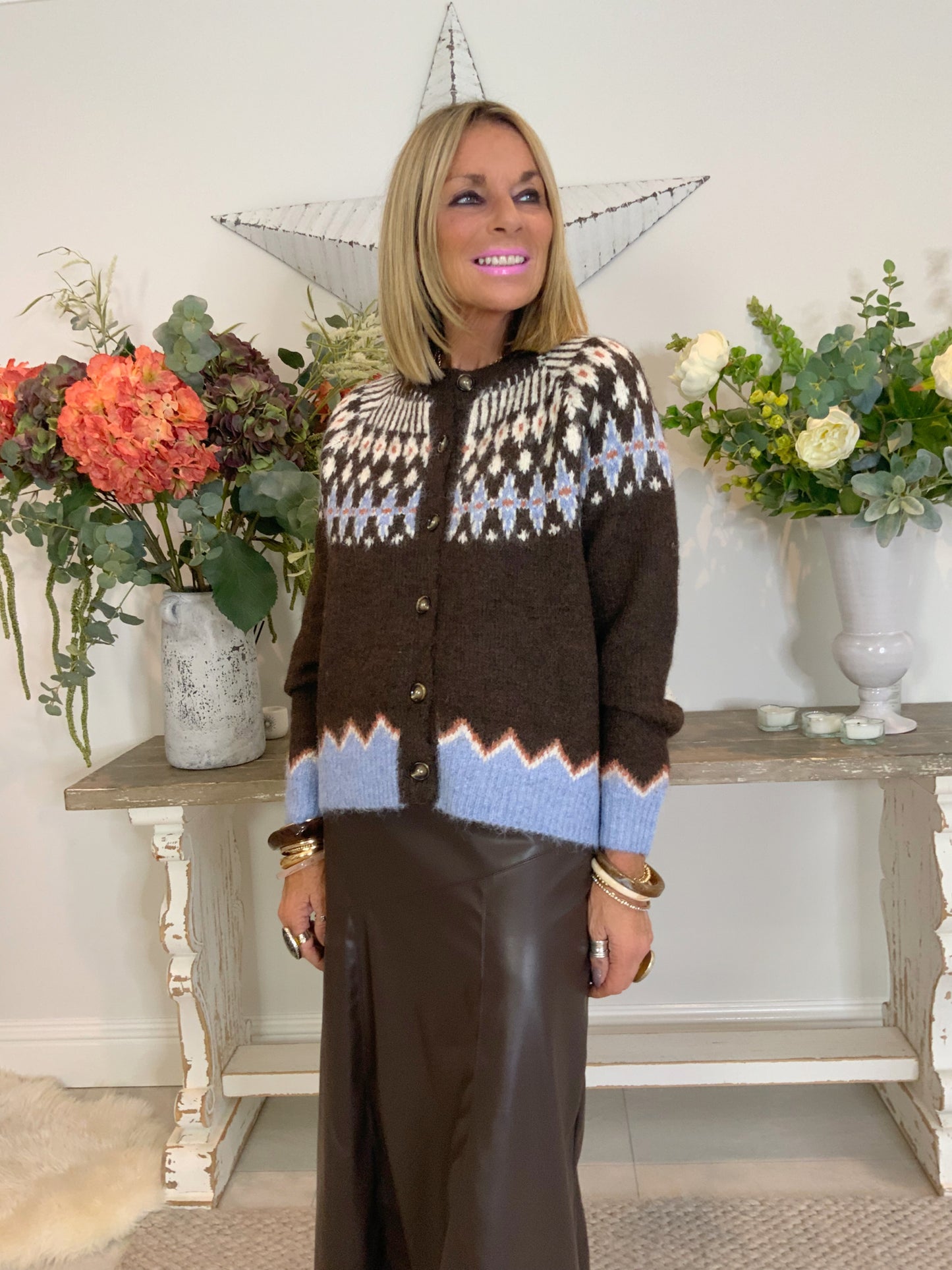 Faux Leather Panelled Midi Skirt