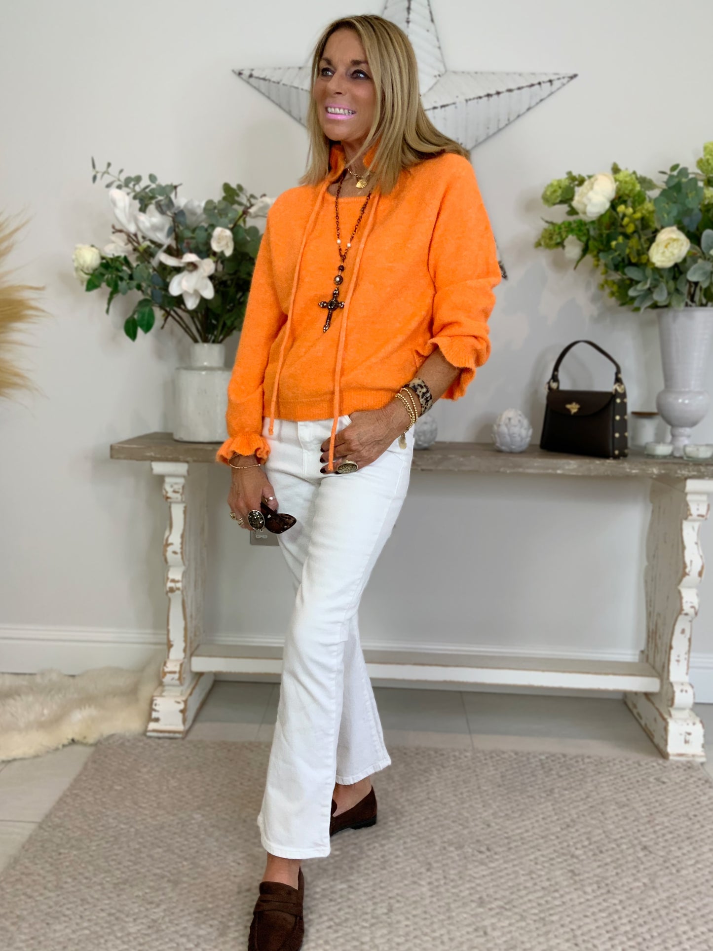 Zena Ruffle Tie Neck Jumper