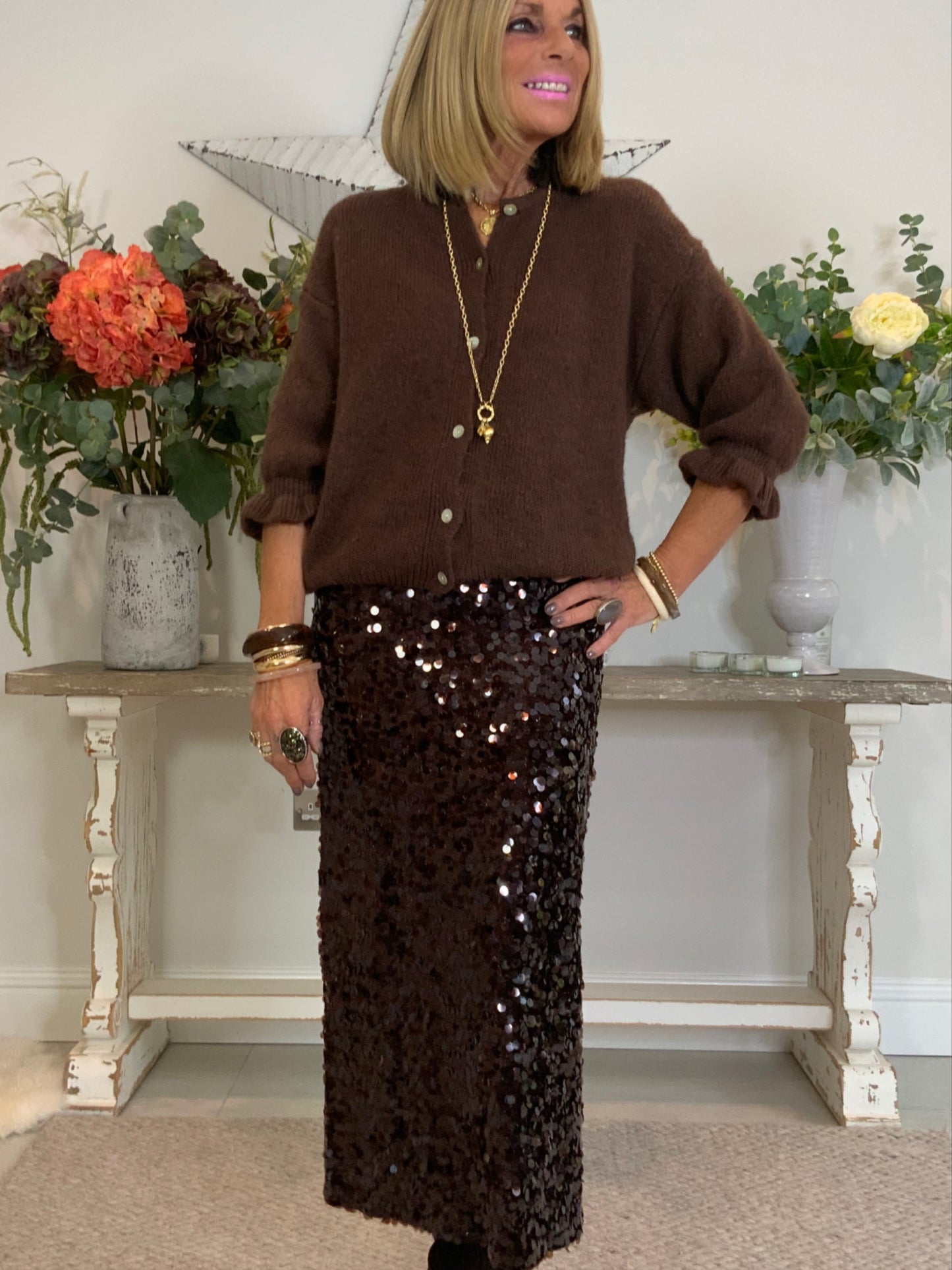 Gia Sequin Midi Skirt