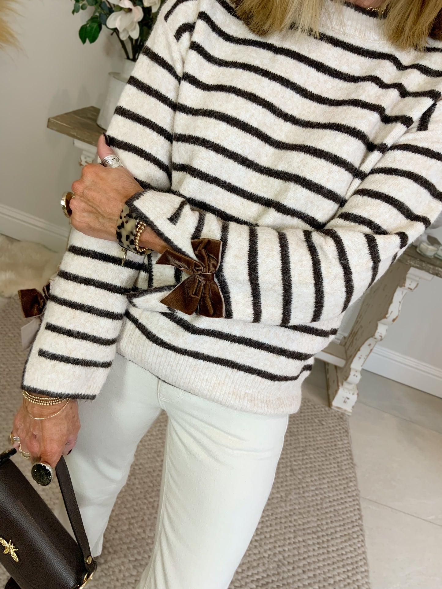 Velvet Bow Cuff Jumper
