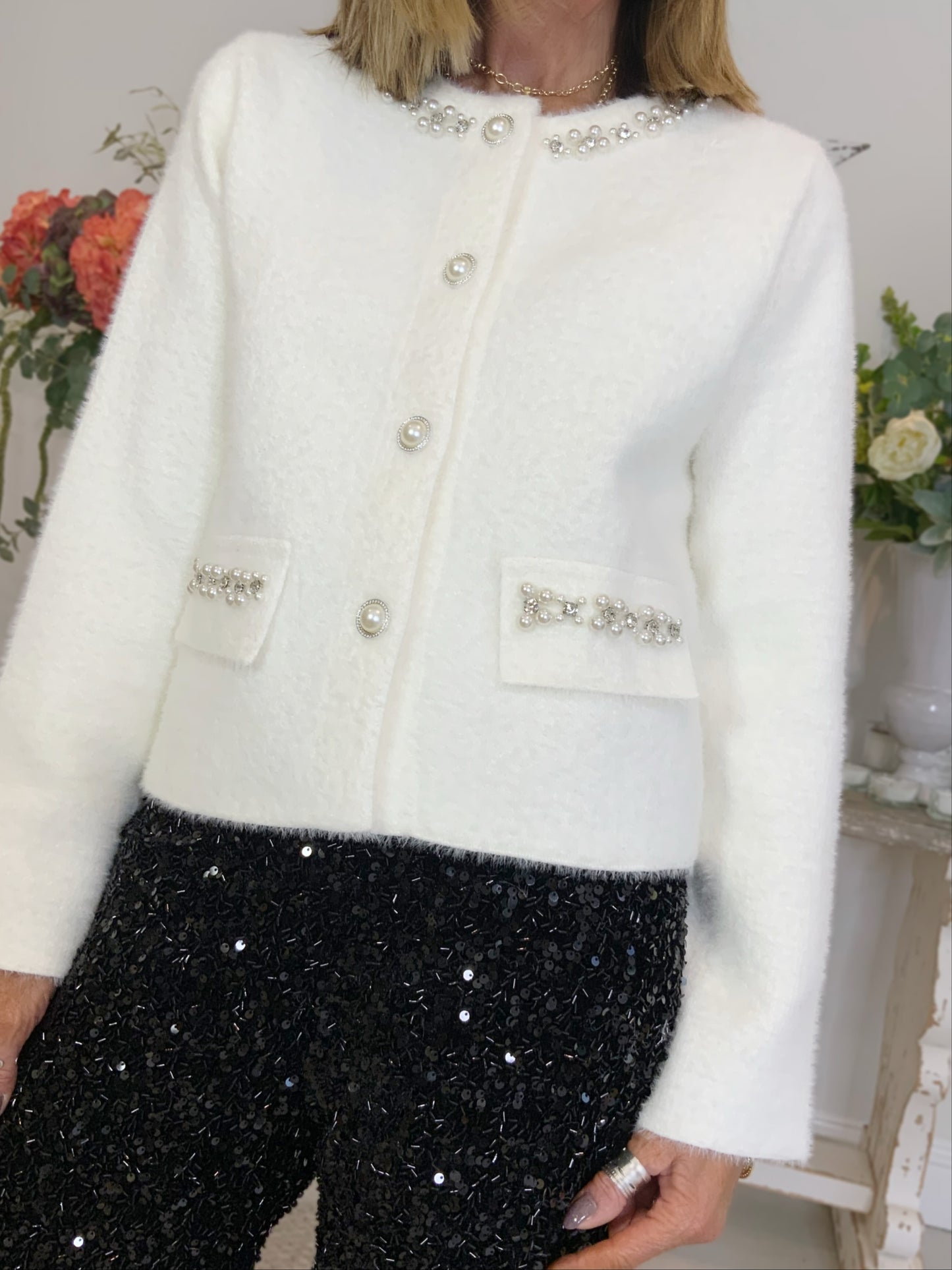 Diamanté Embellished Cardi-Jacket