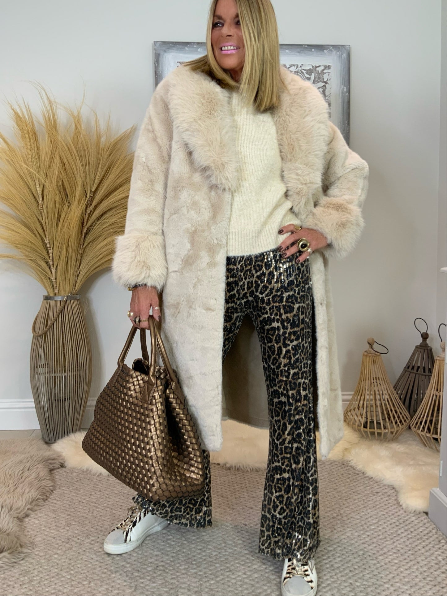 Leopard Print Sequin Flares