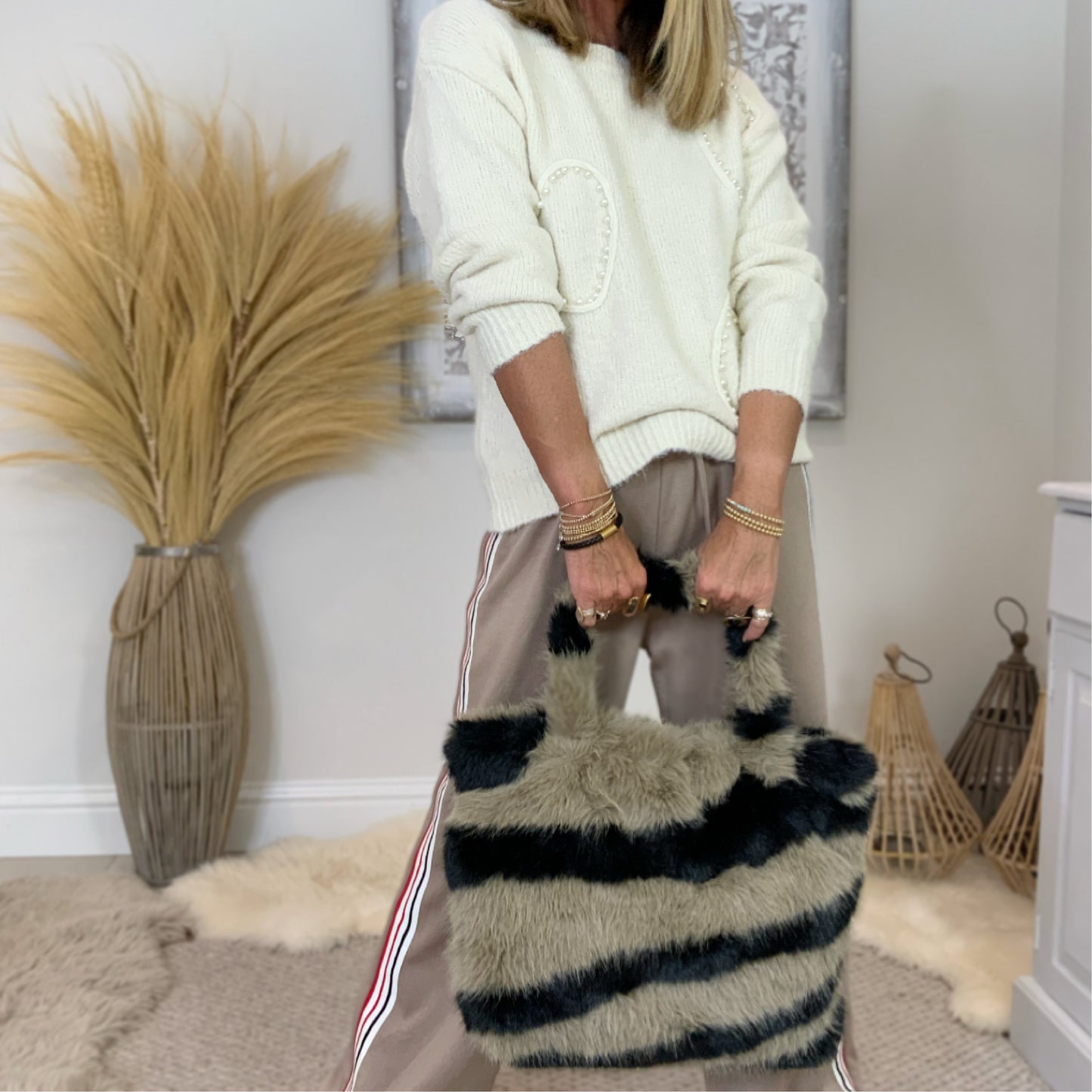 Faux Fur Tiger Print Tote