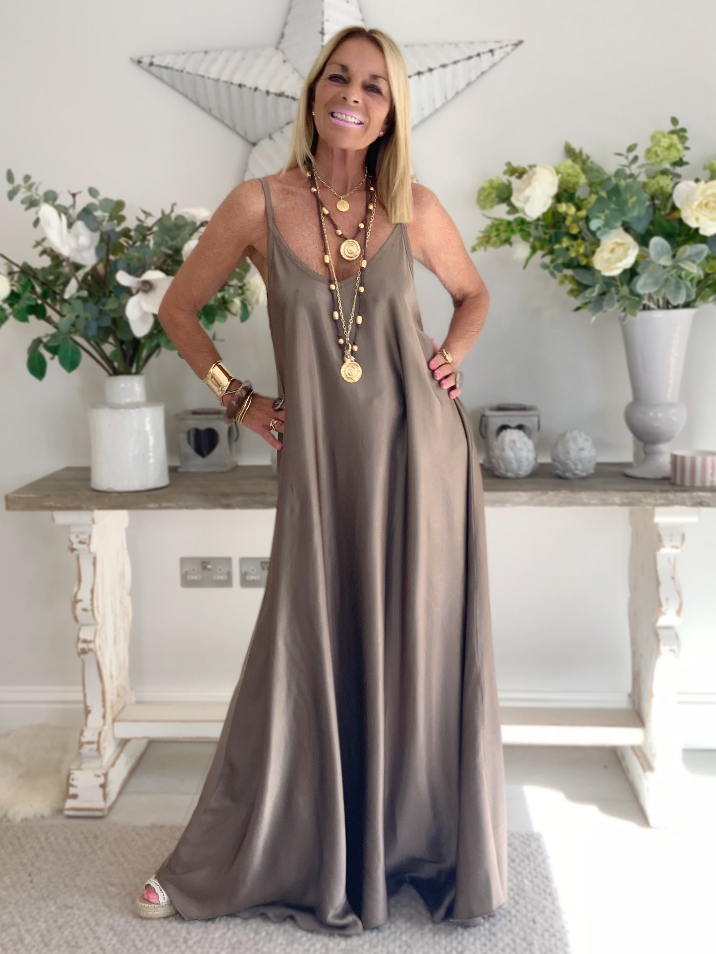 La Belle Satin Maxi Dress