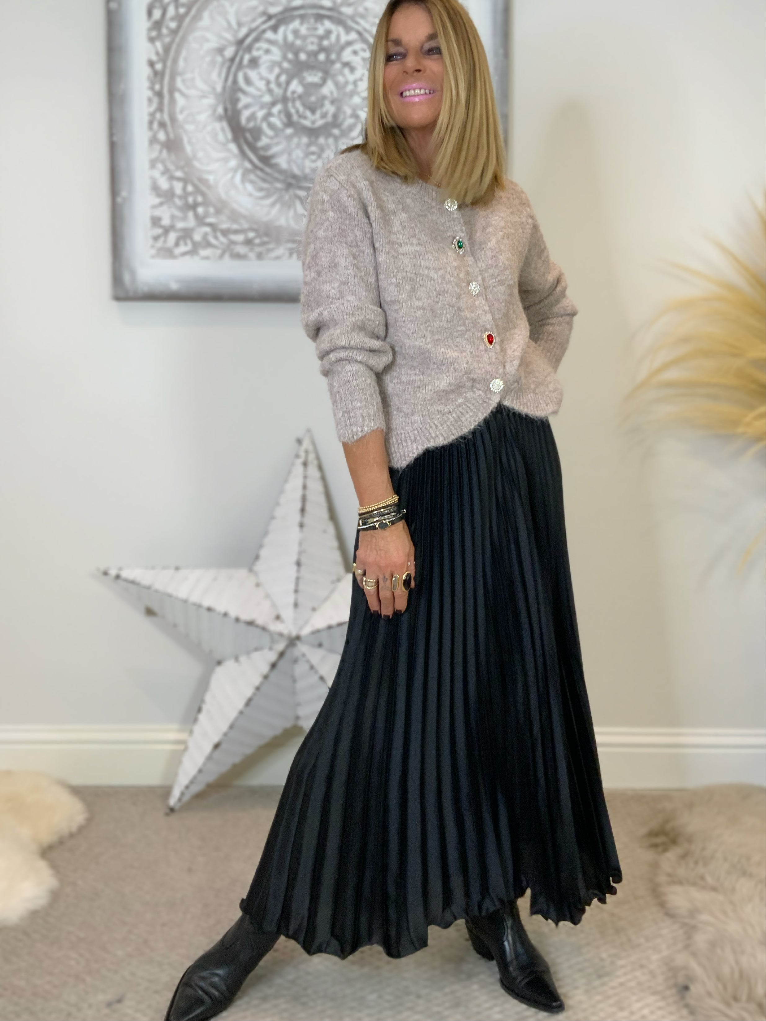 Satin Pleated Maxi Skirt The Fashion Loft Boutique