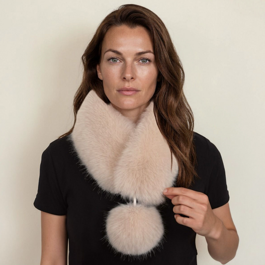 Faux Fur Collar With Detachable Pom Pom