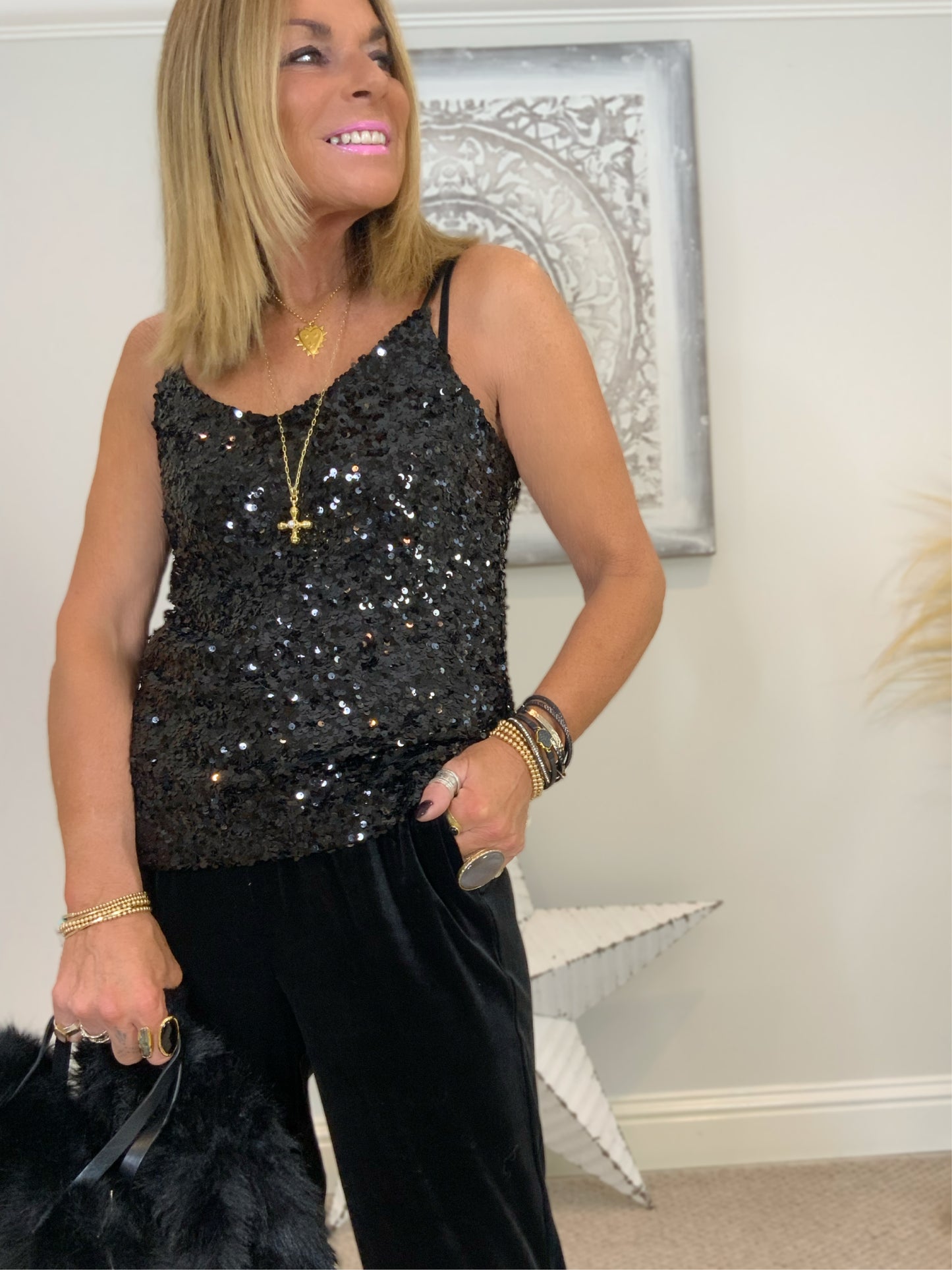 Black Sequin Camisole