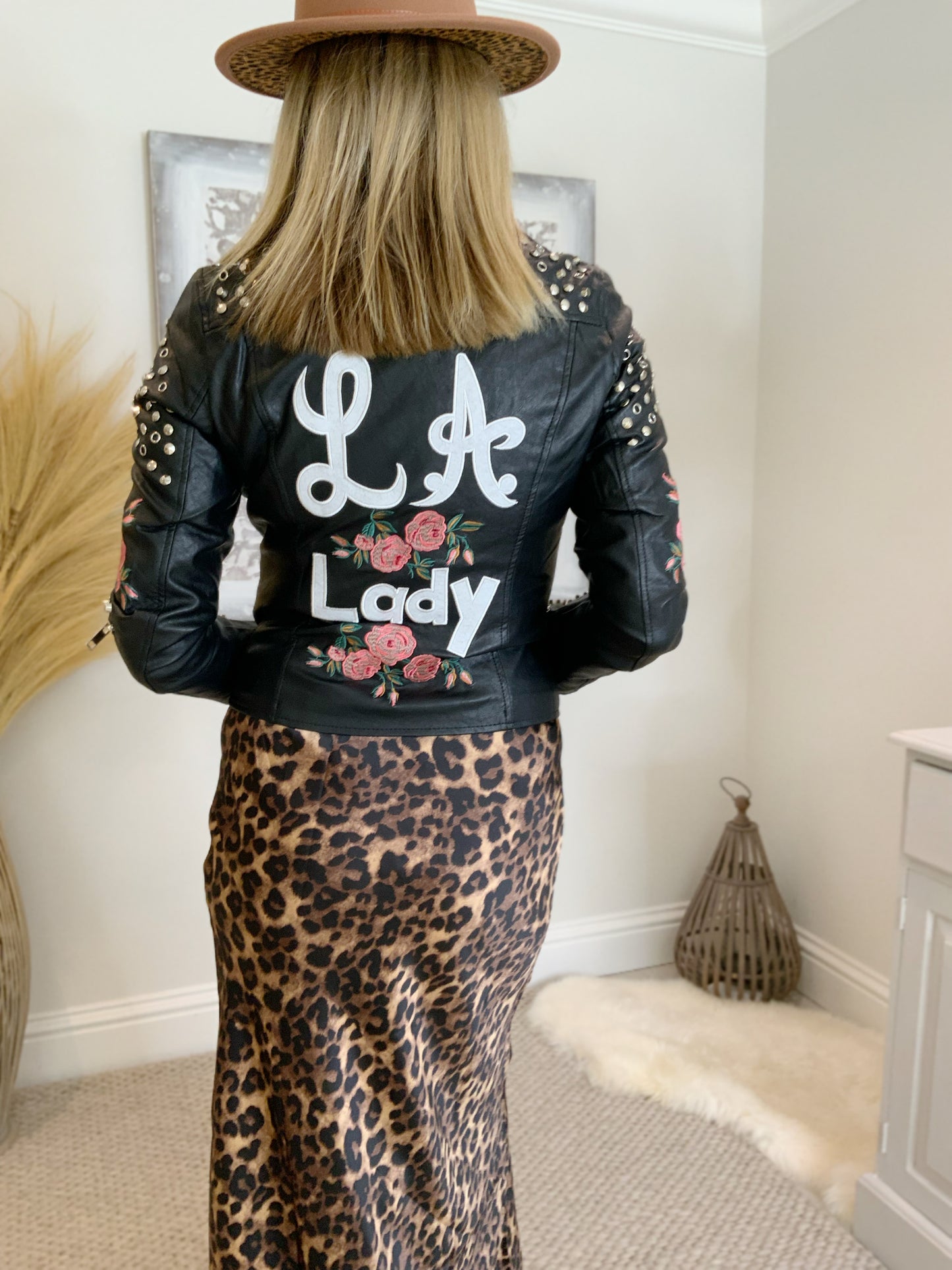 Faux Leather Embellished Jacket