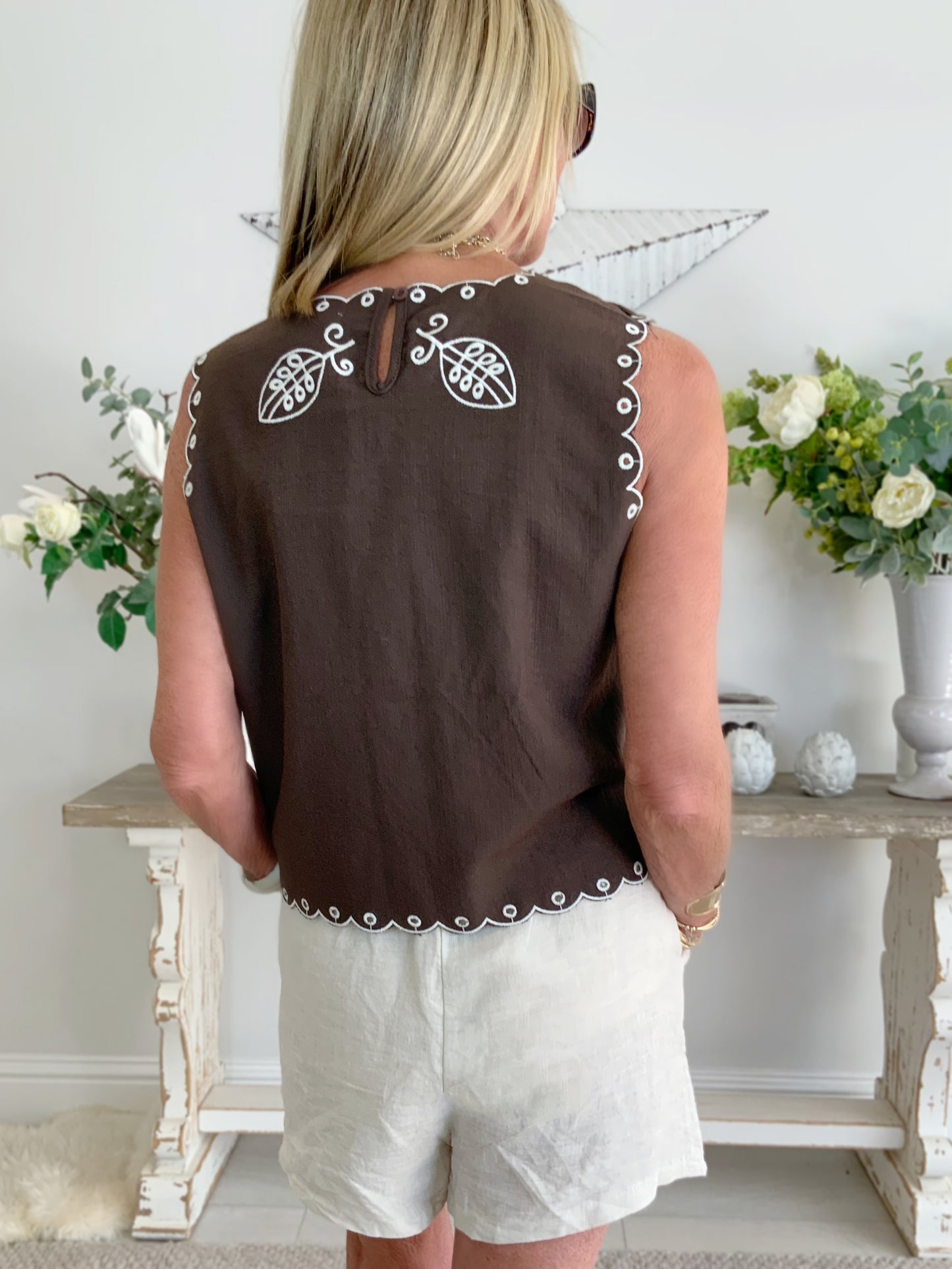 Scalloped Edge Embroidery Top