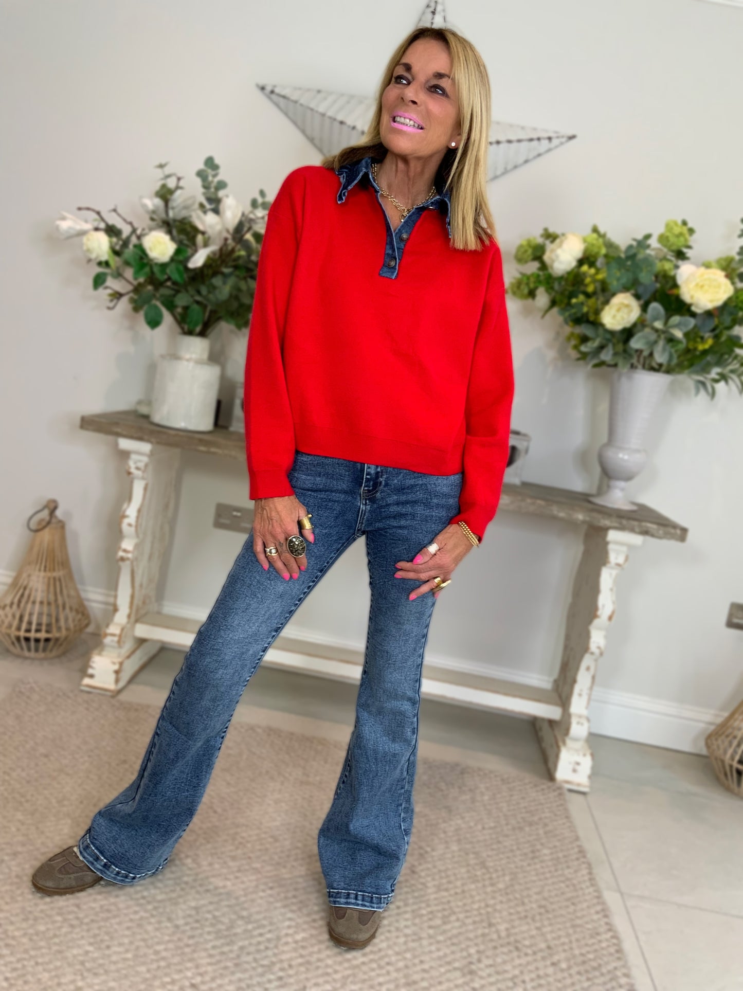 Denim Collar Jumper