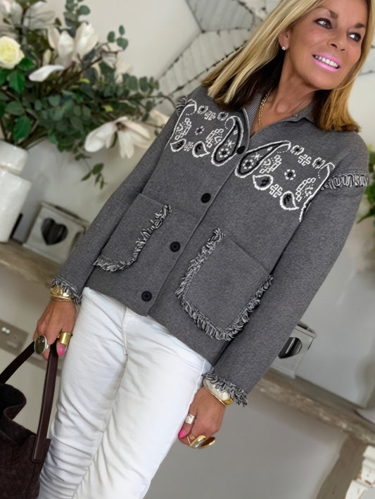 Star Wool Blend Jacket Grey