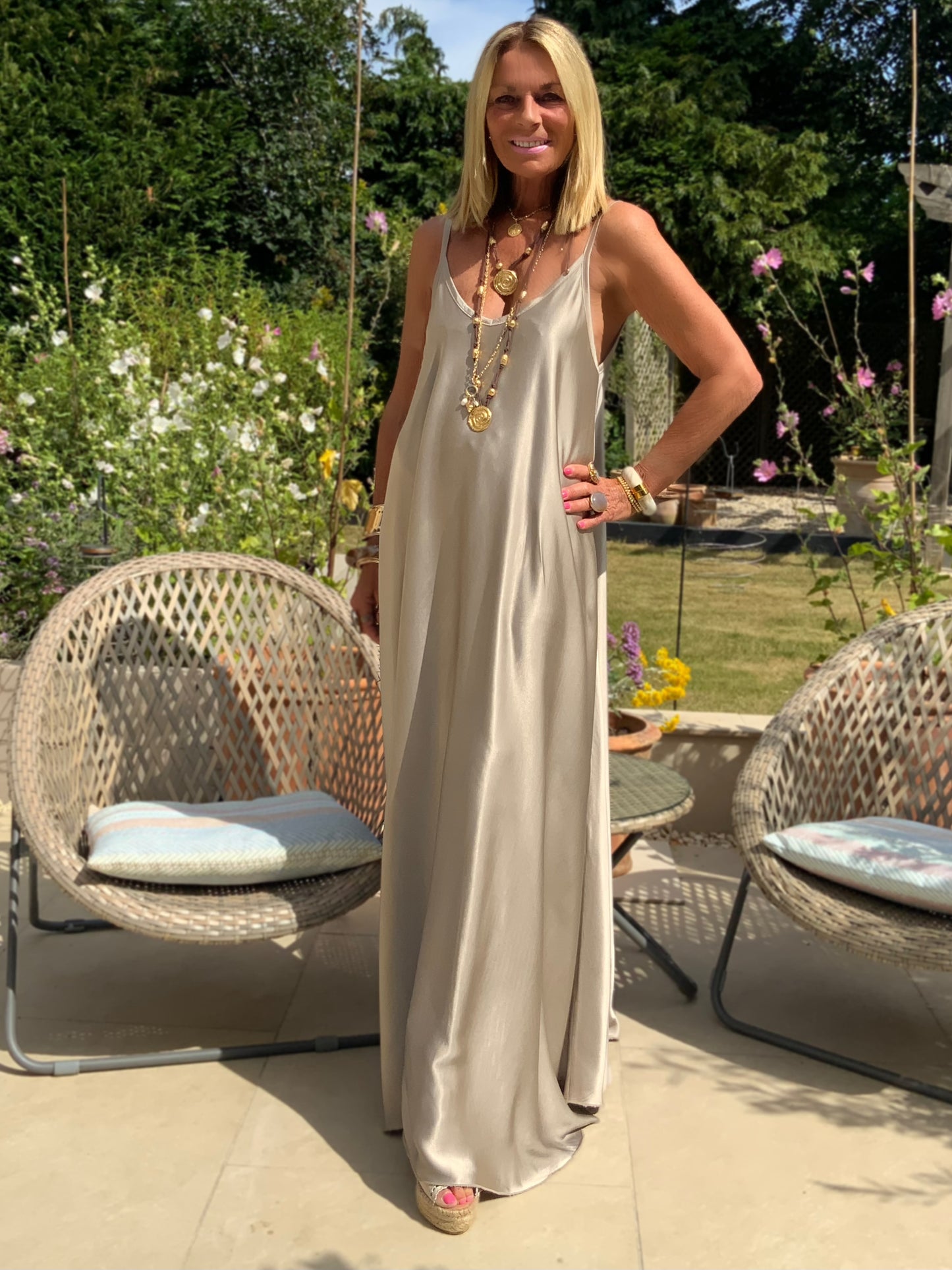 La Belle Satin Maxi Dress