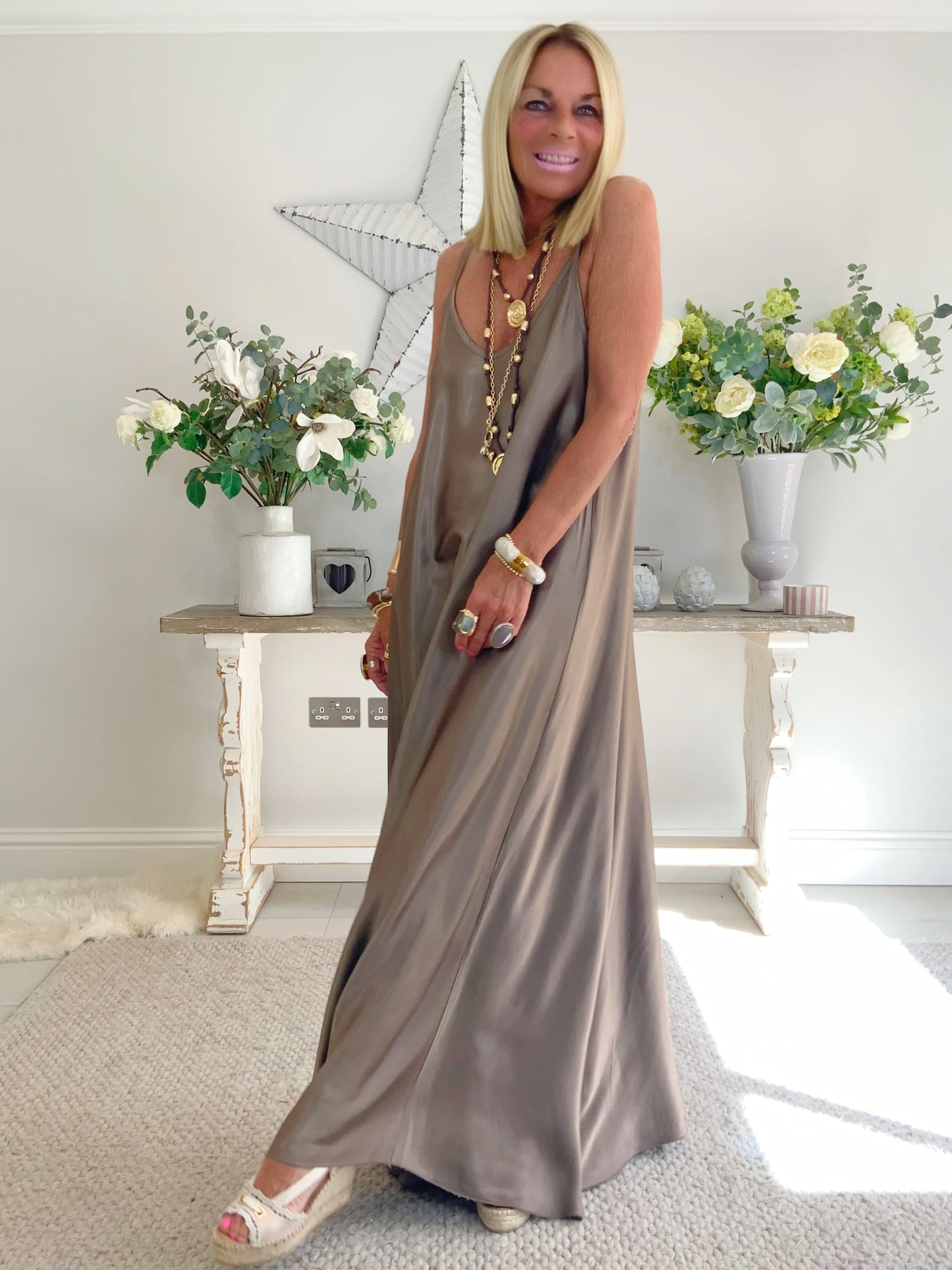 La Belle Satin Maxi Dress