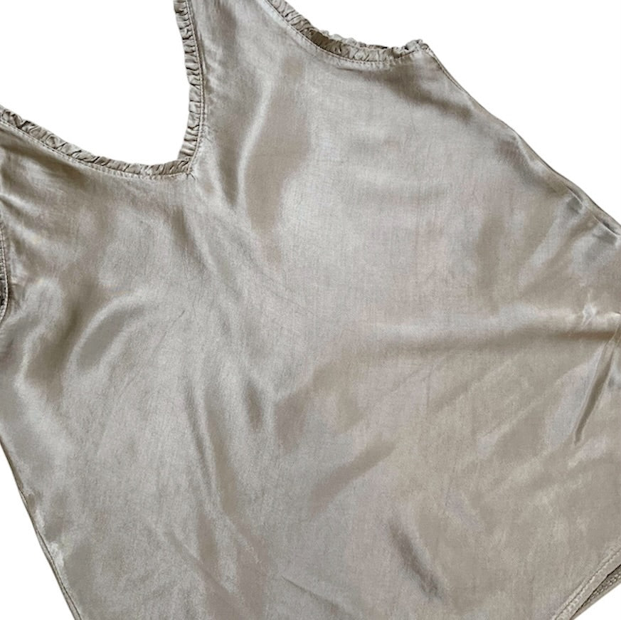 Satin Ruffle V-Neck Cami-Top