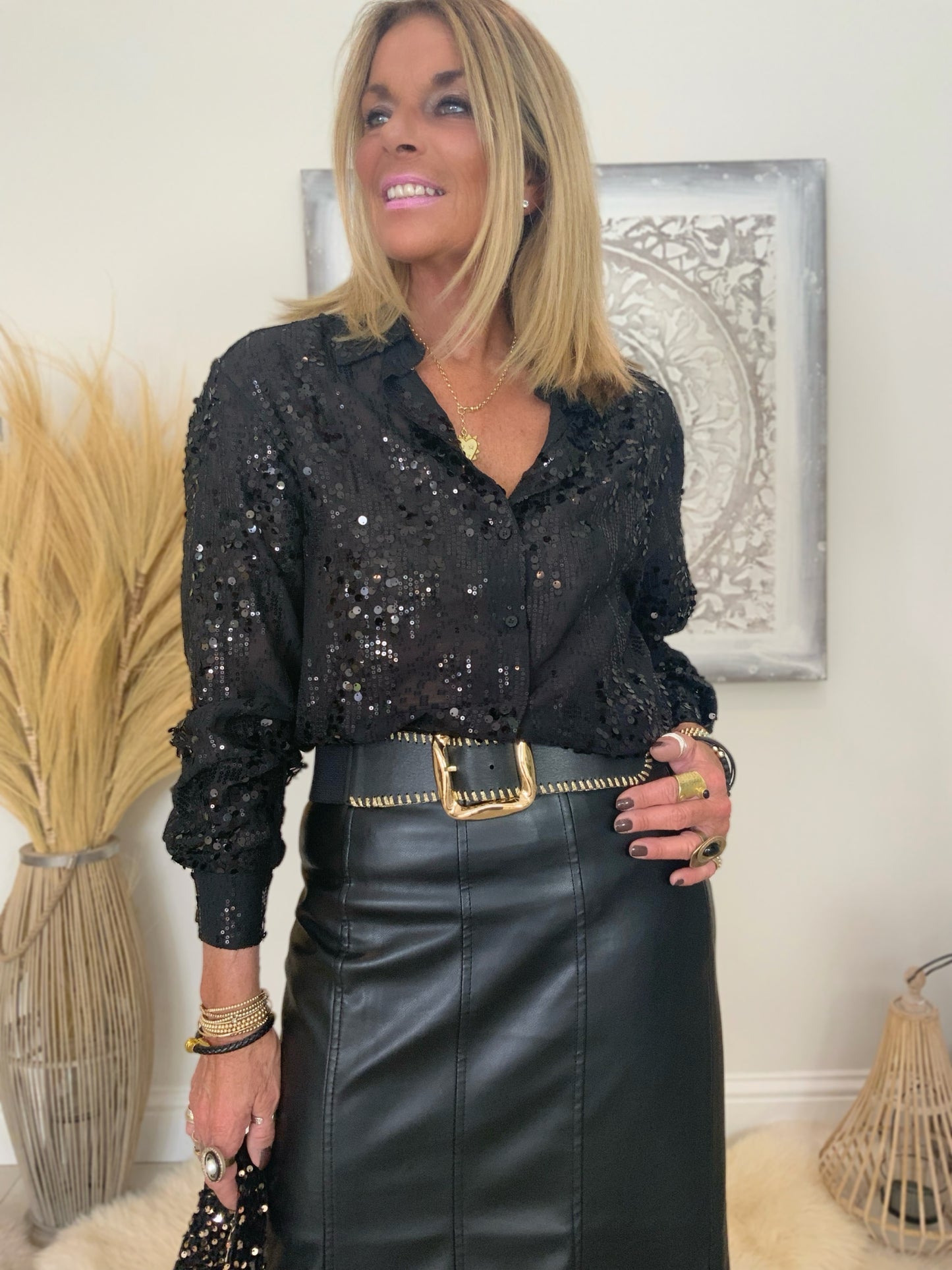 Sequin Sheer Blouse