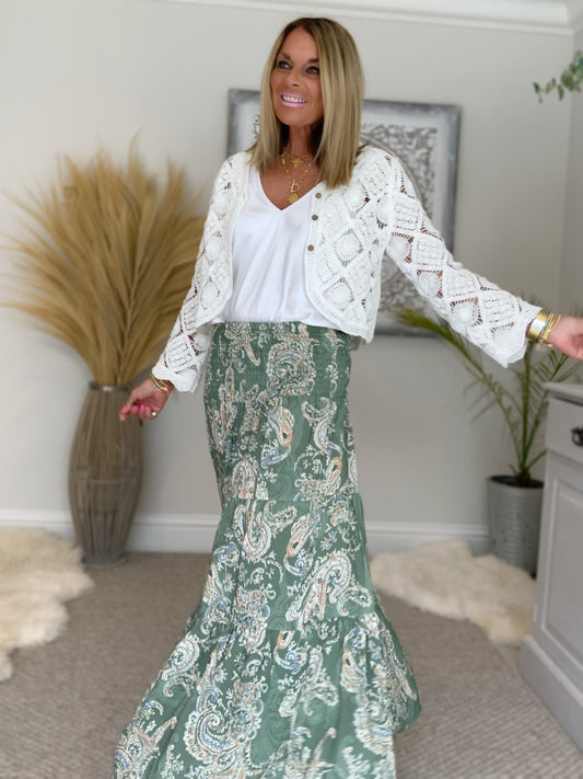 Priscilla Paisley Print Maxi Skirt