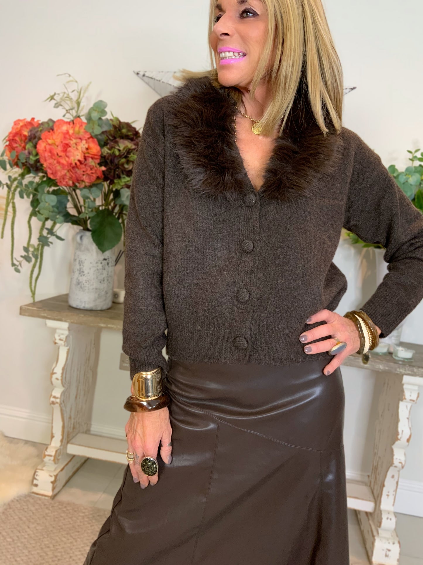 Fifi Fur Collar Cardigan