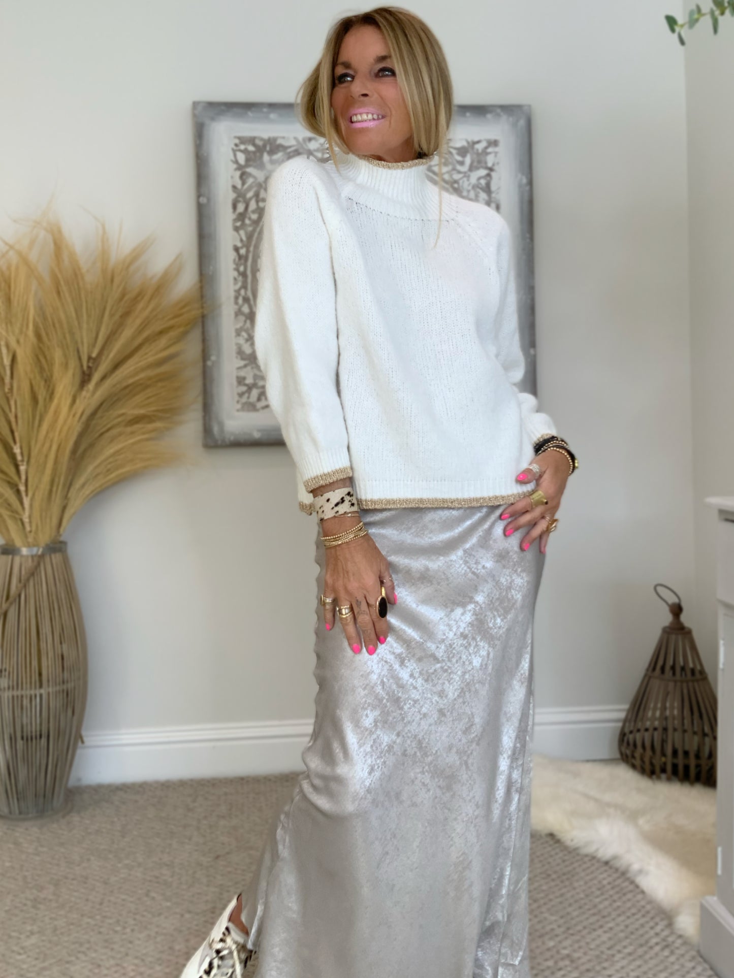 Metallic Shimmer Maxi Skirt