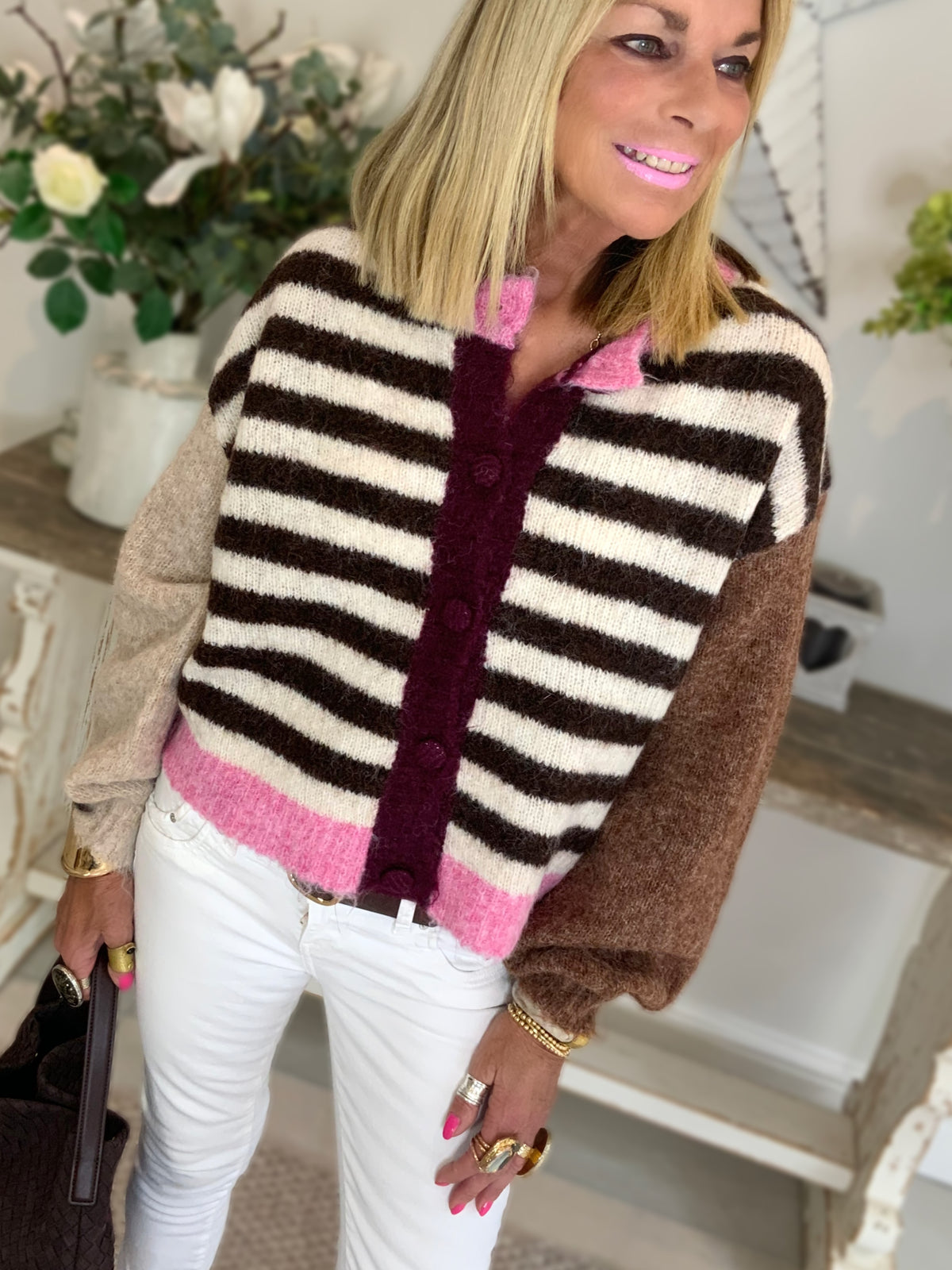 Mohair Stripe Cardigan