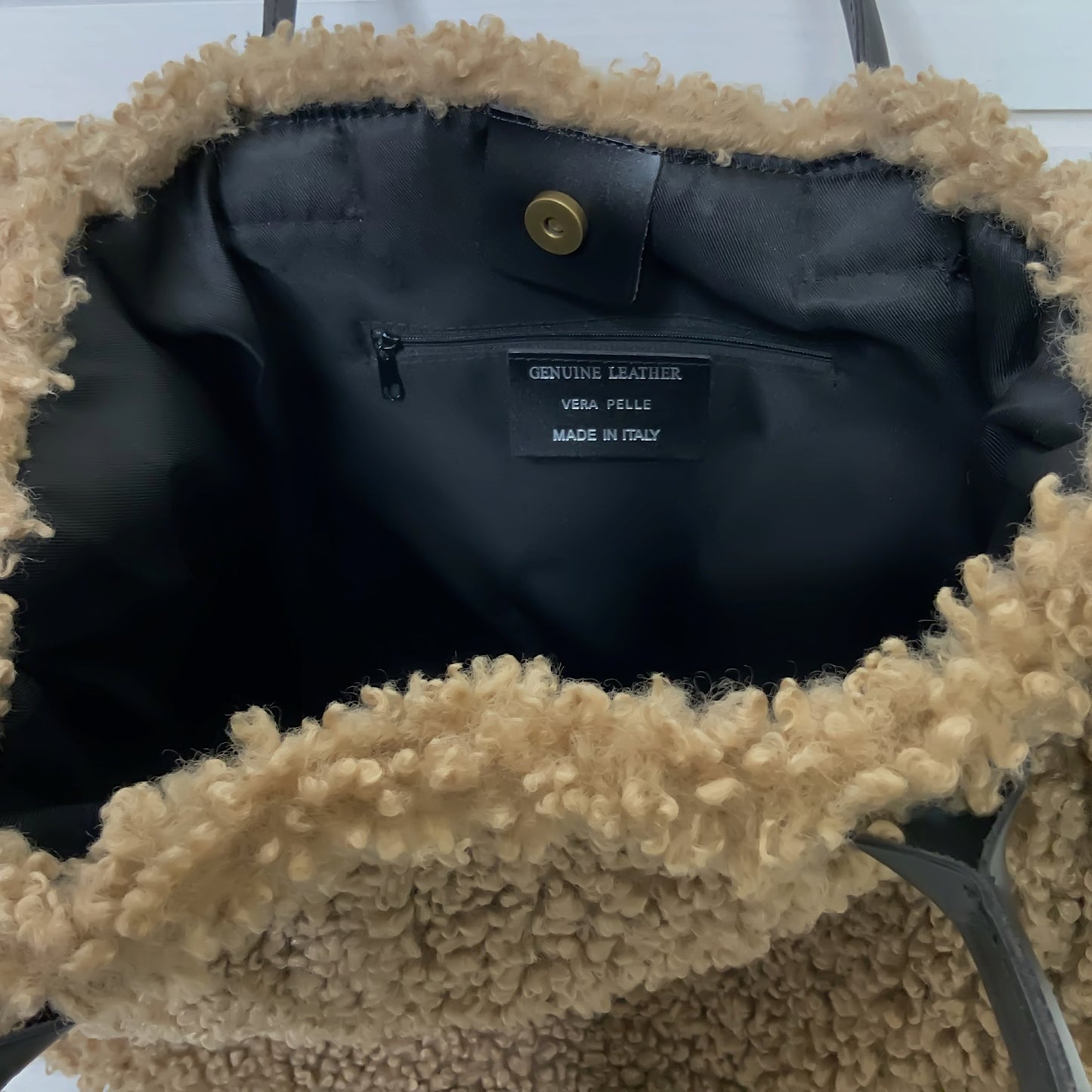 Teddy Shearling Taupe Shopper