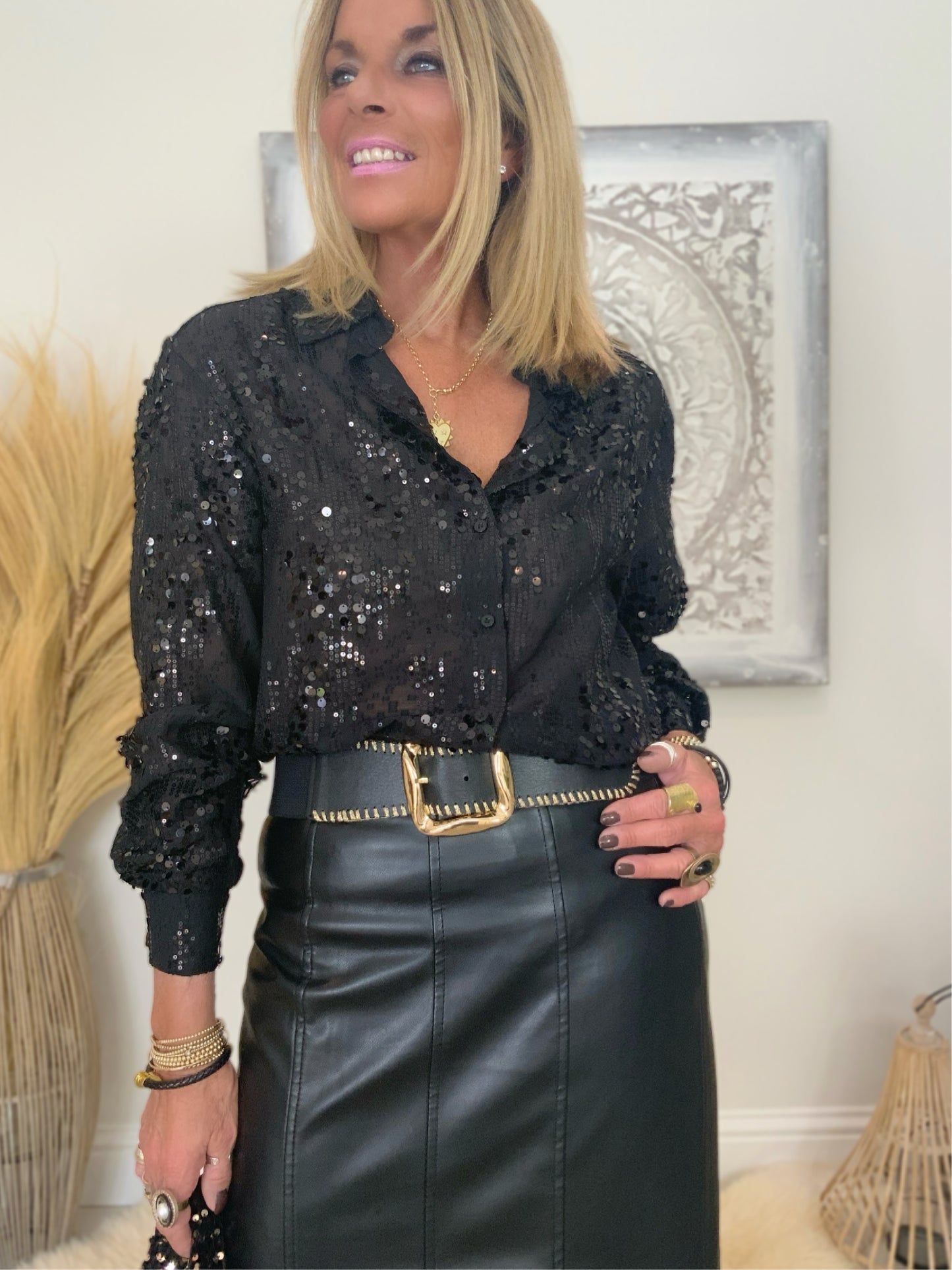 Sequin Sheer Blouse