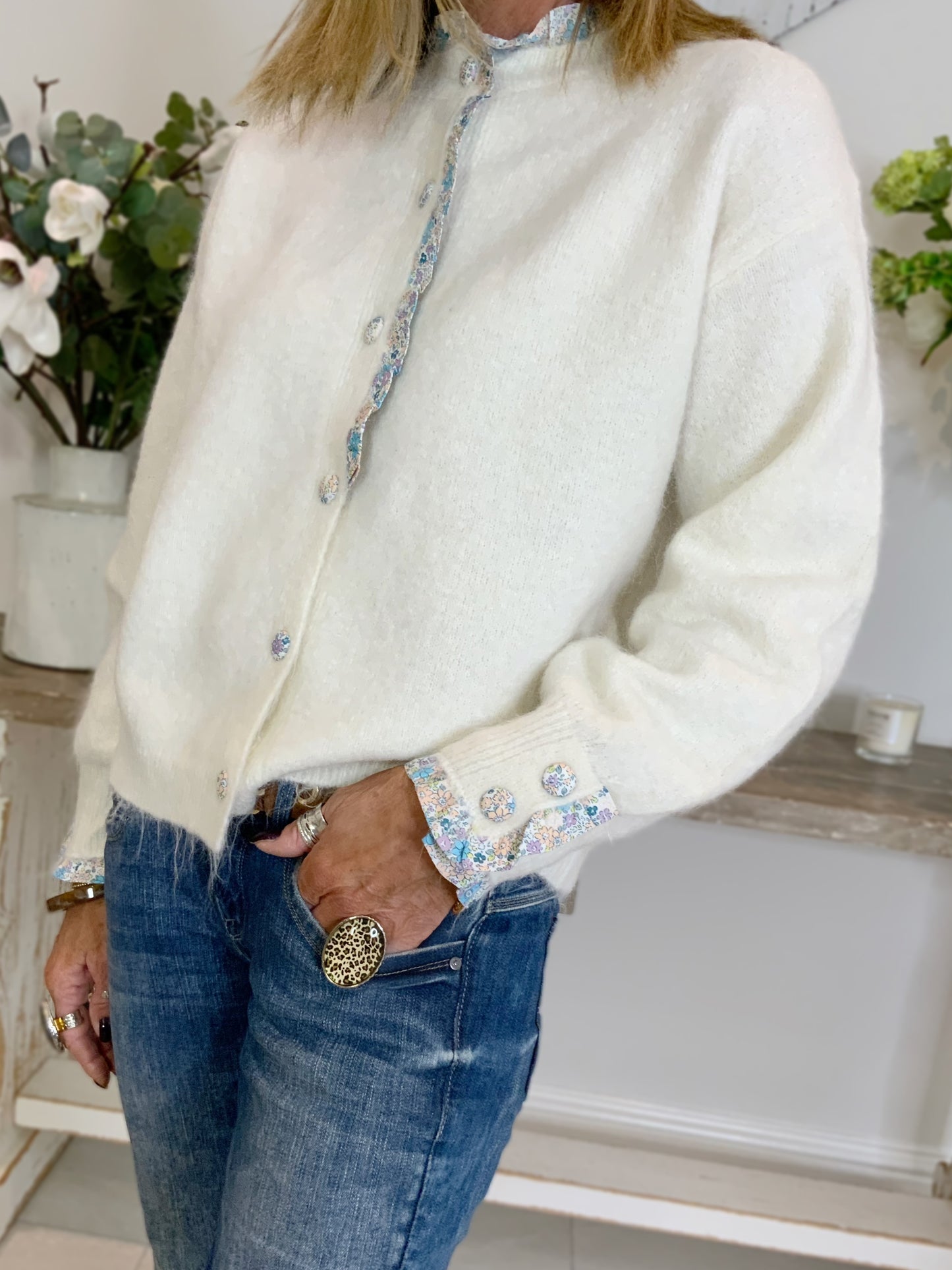 Freya Floral Trim Cardigan