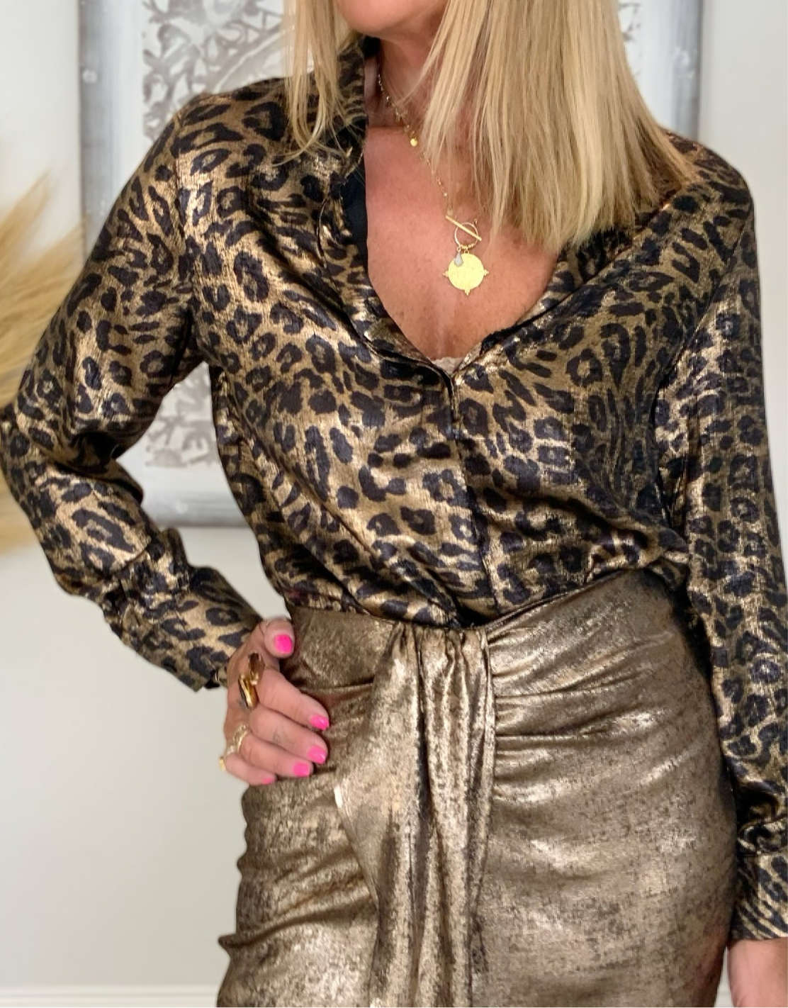 Leopard Print Shimmer Blouse