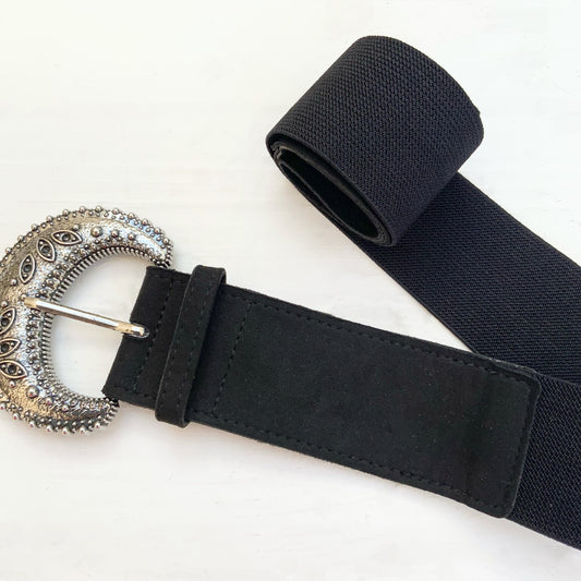 Faux Suede Elastic Buckle Belt