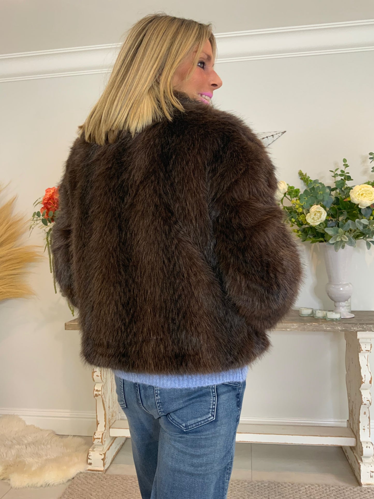 Vintage Fleck Faux Fur Jacket