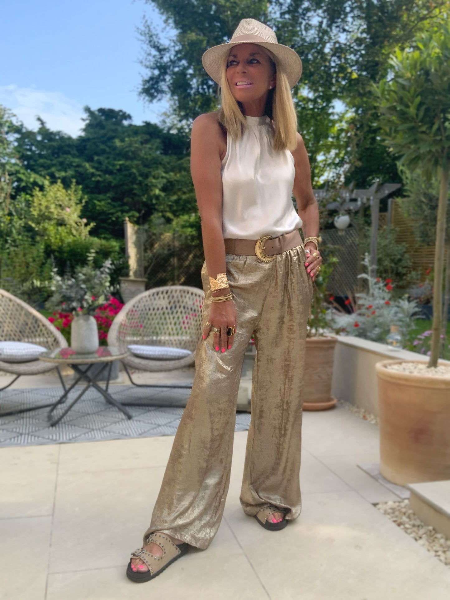 Gold Palazzo Trousers