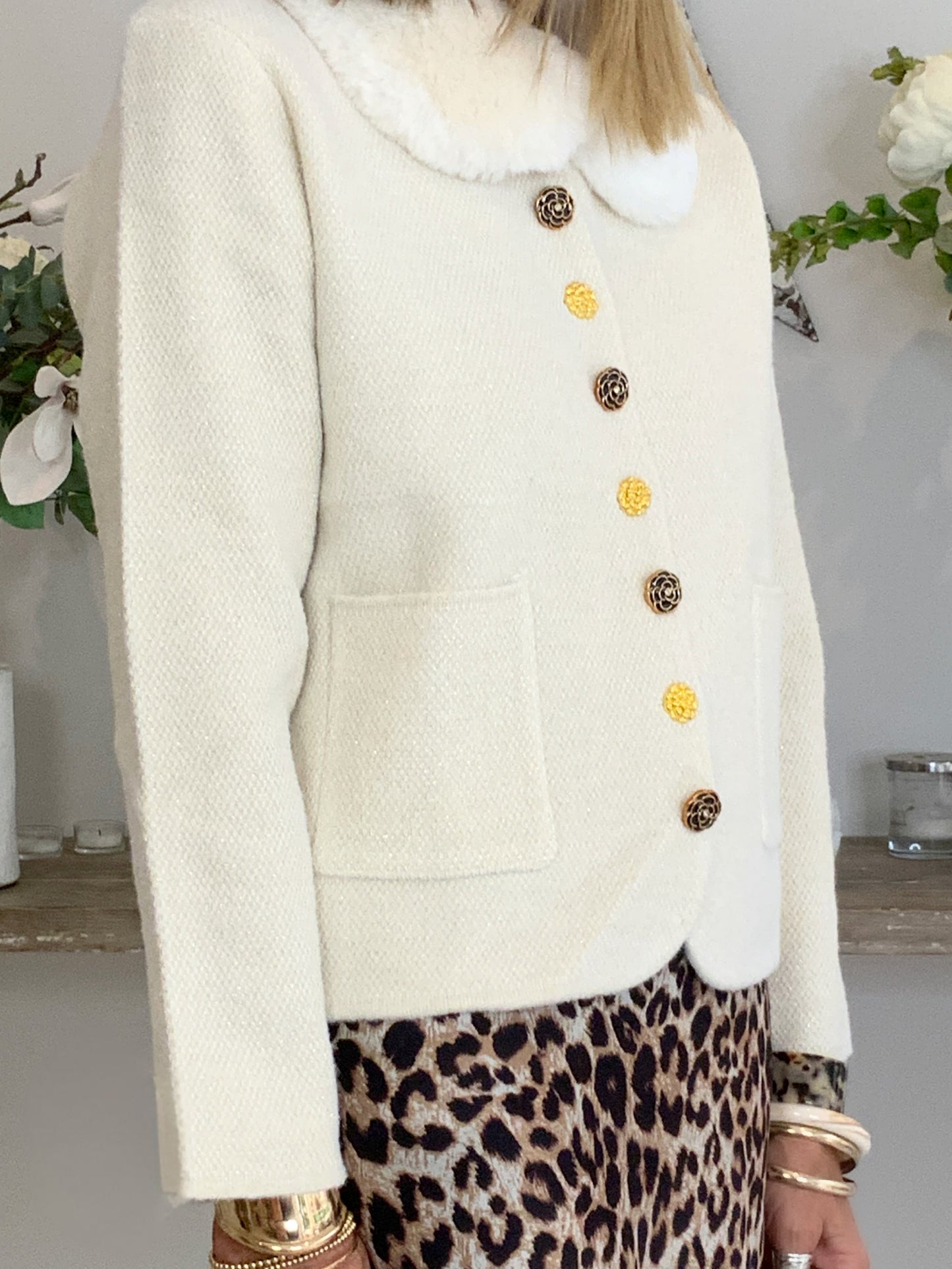 Fur Collar Knit Jacket