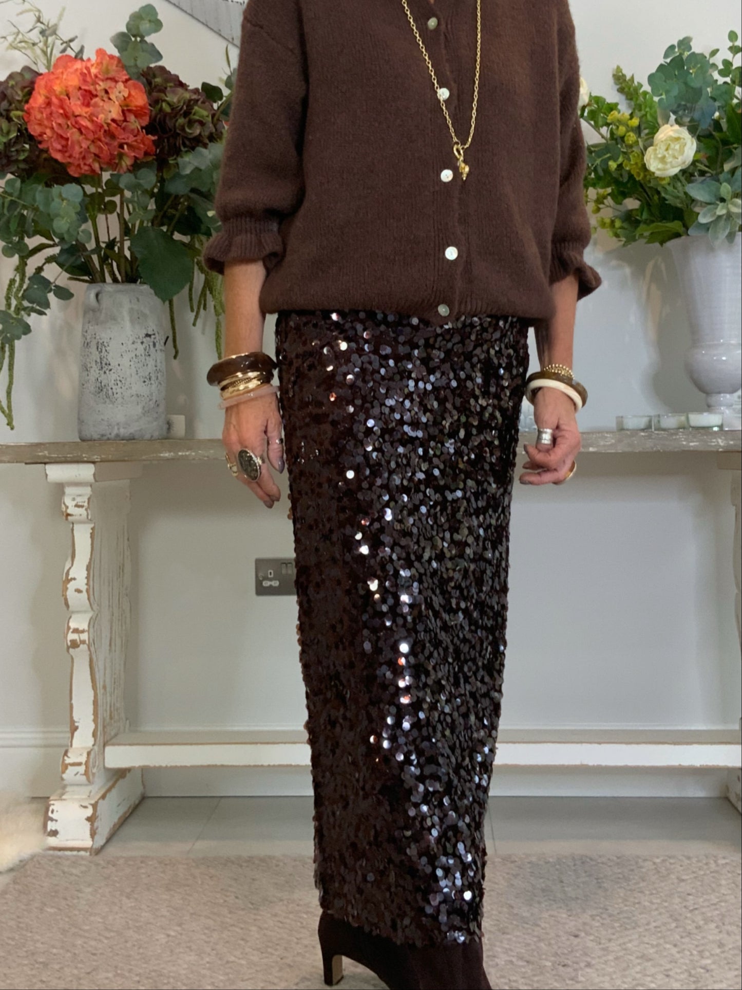 Gia Sequin Midi Skirt