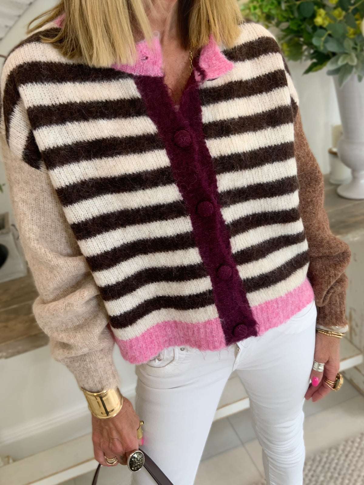 Mohair Stripe Cardigan