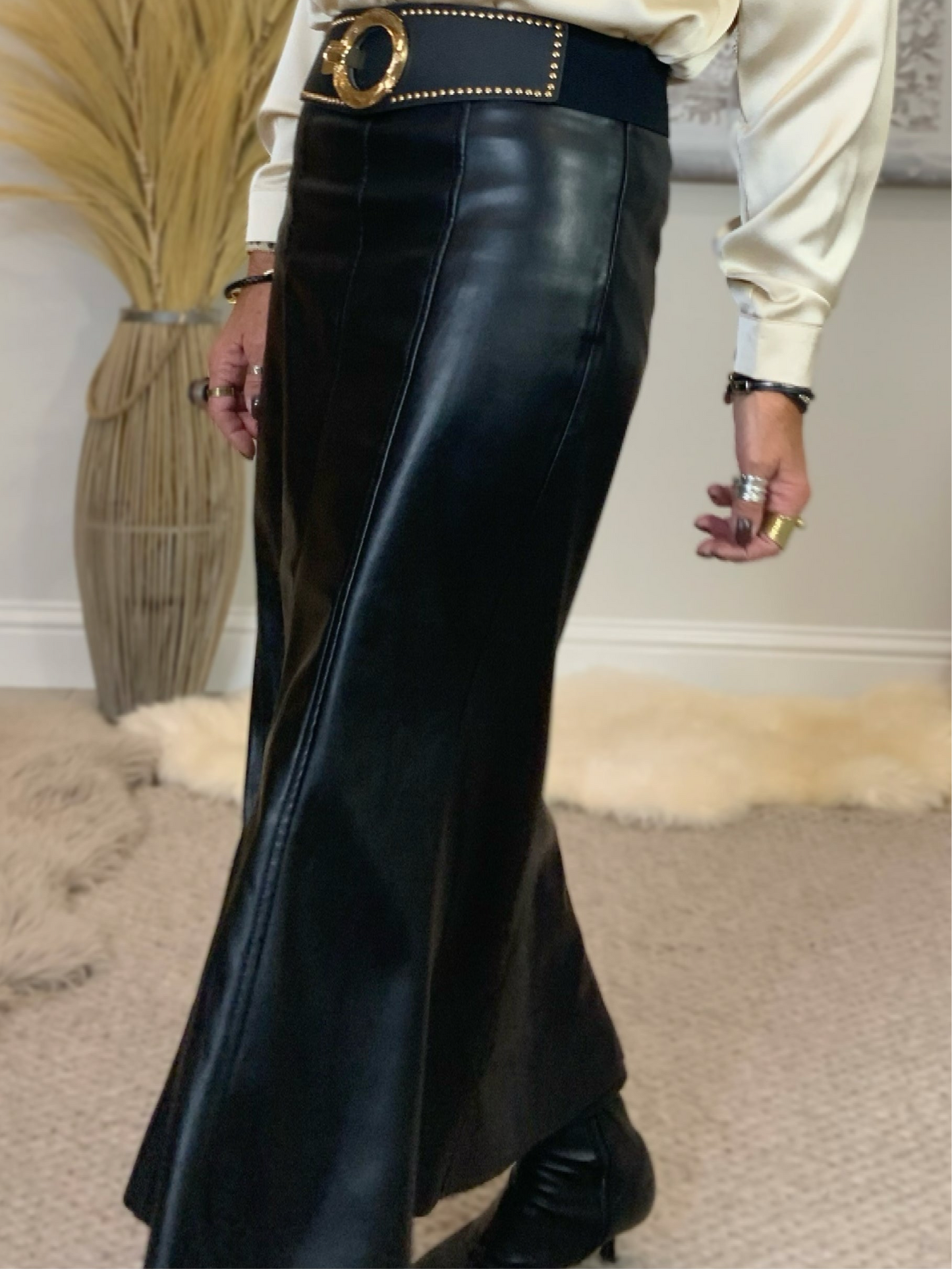 Faux Leather Peplum Skirt