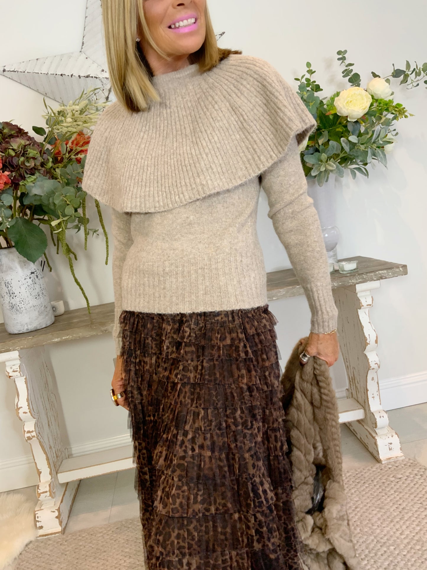 Anya Ribbed Yoke-Neck Jumper