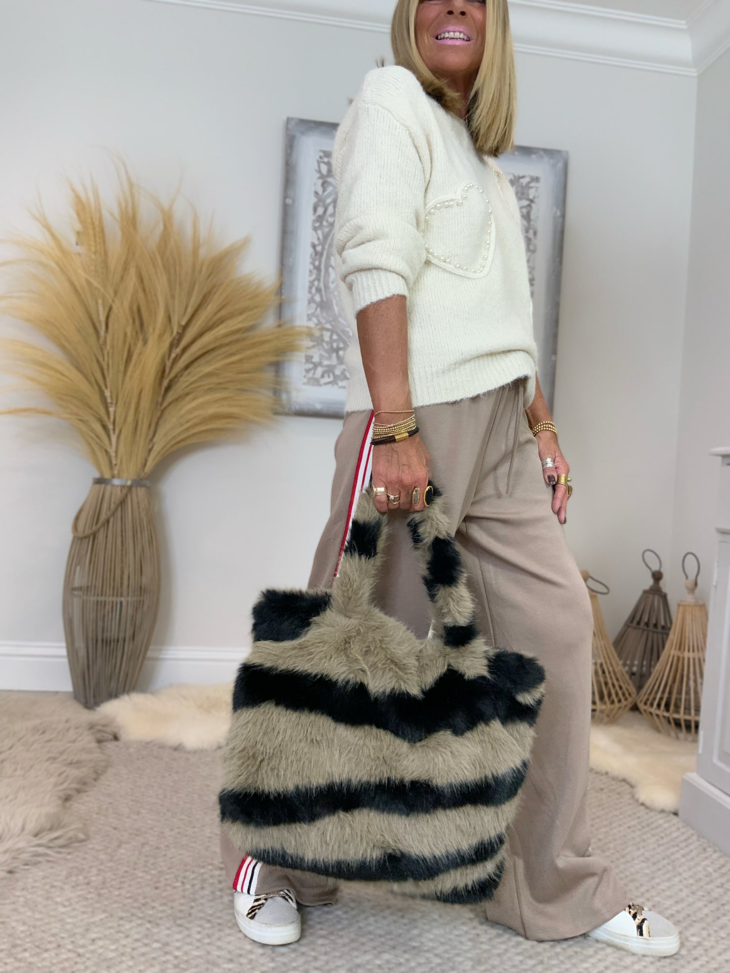 Faux Fur Tiger Print Tote