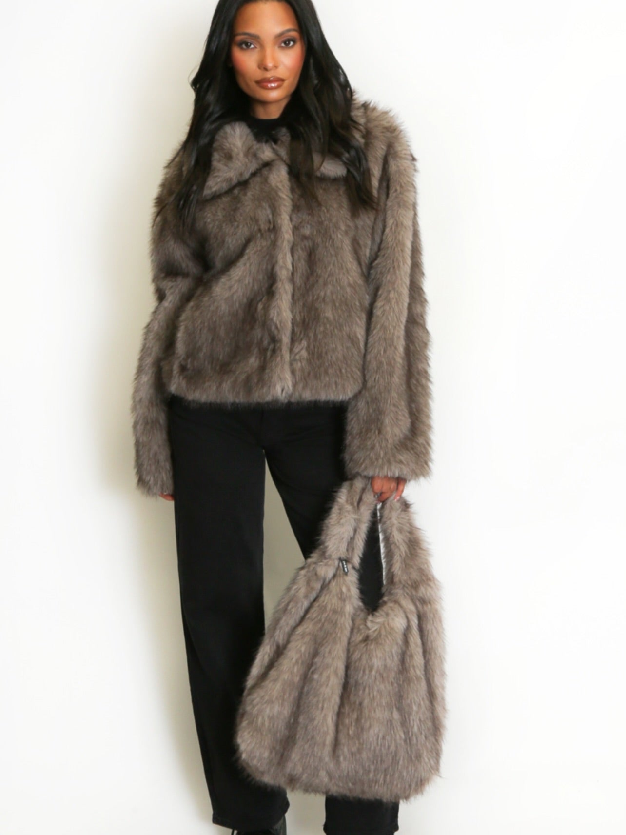 Collared Faux Fur Jacket