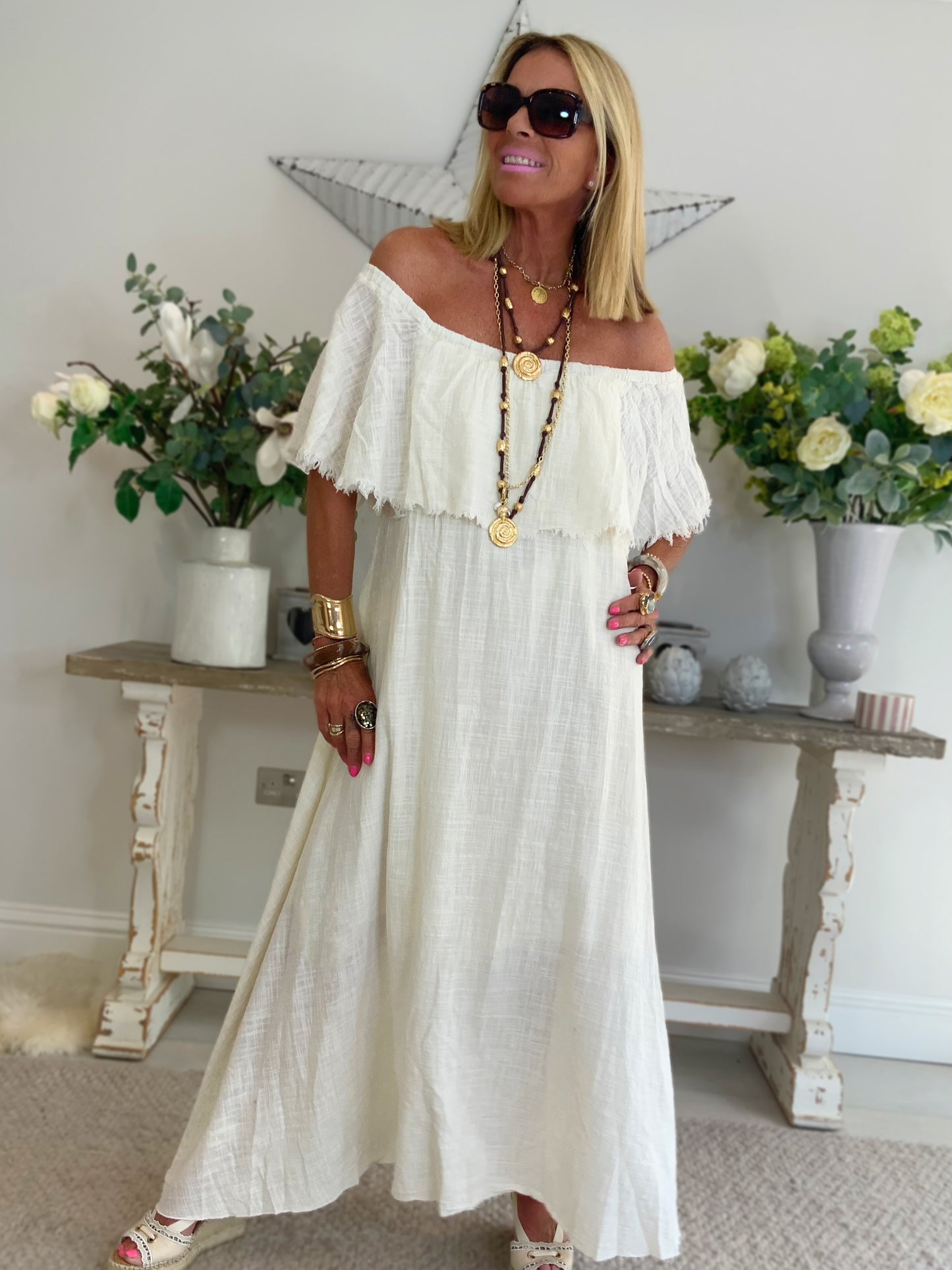 Capri Off The Shoulder Maxi Dress