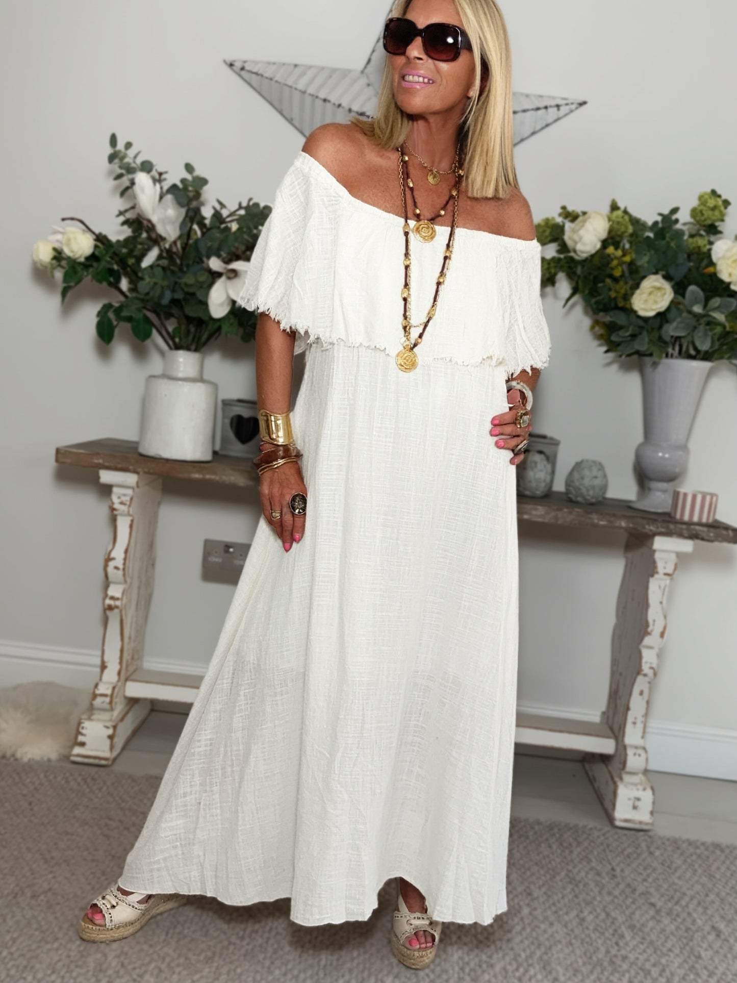 Capri Off The Shoulder Maxi Dress