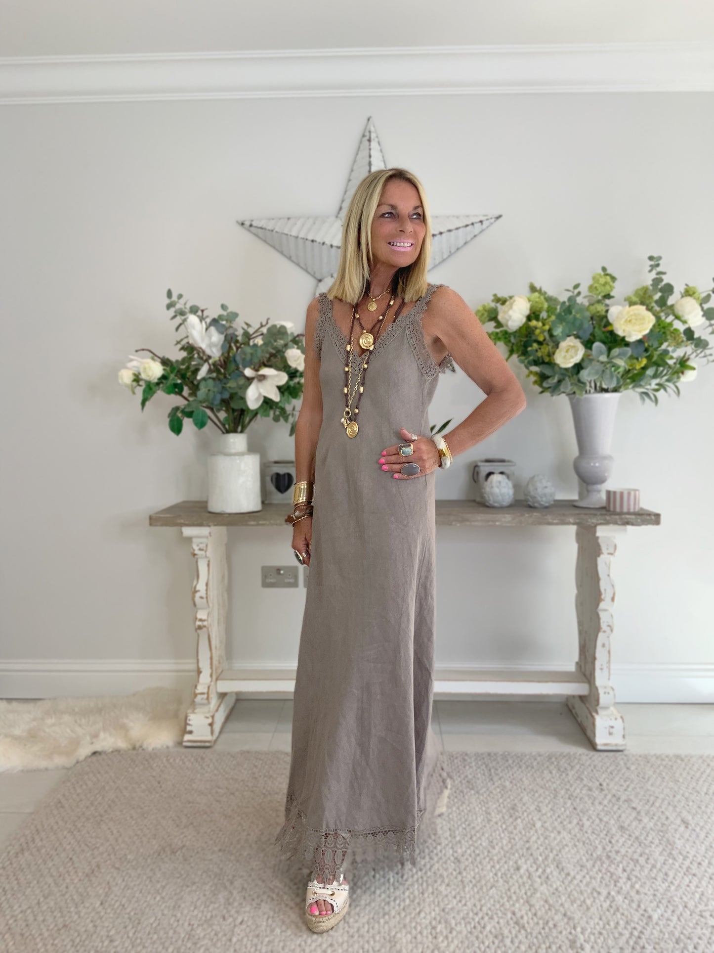 Felicita Bias-Cut Linen Maxi Dress