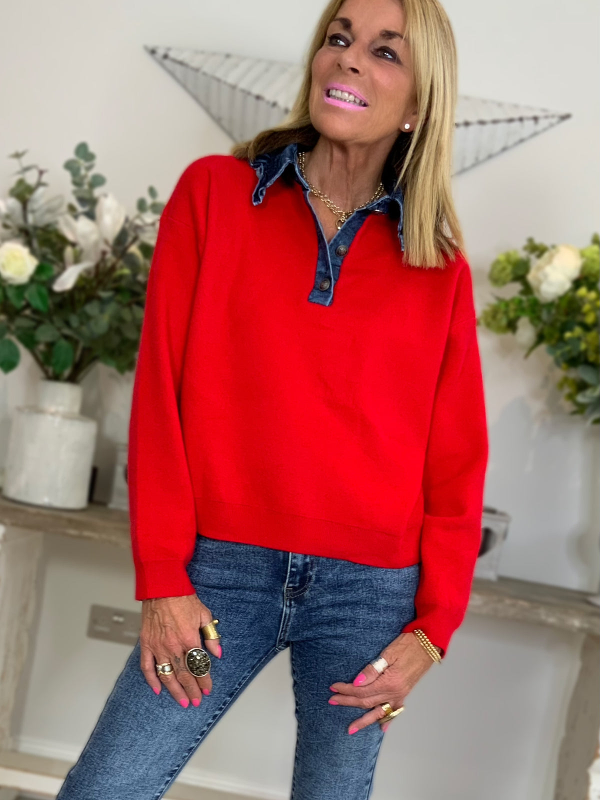 Denim Collar Jumper