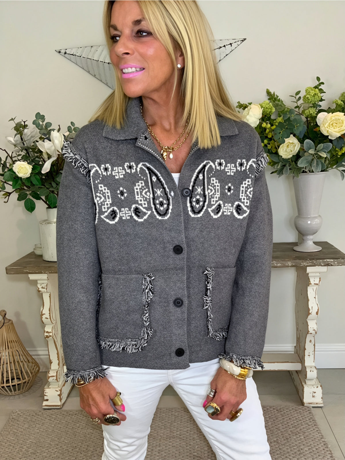 Star Wool Blend Jacket Grey